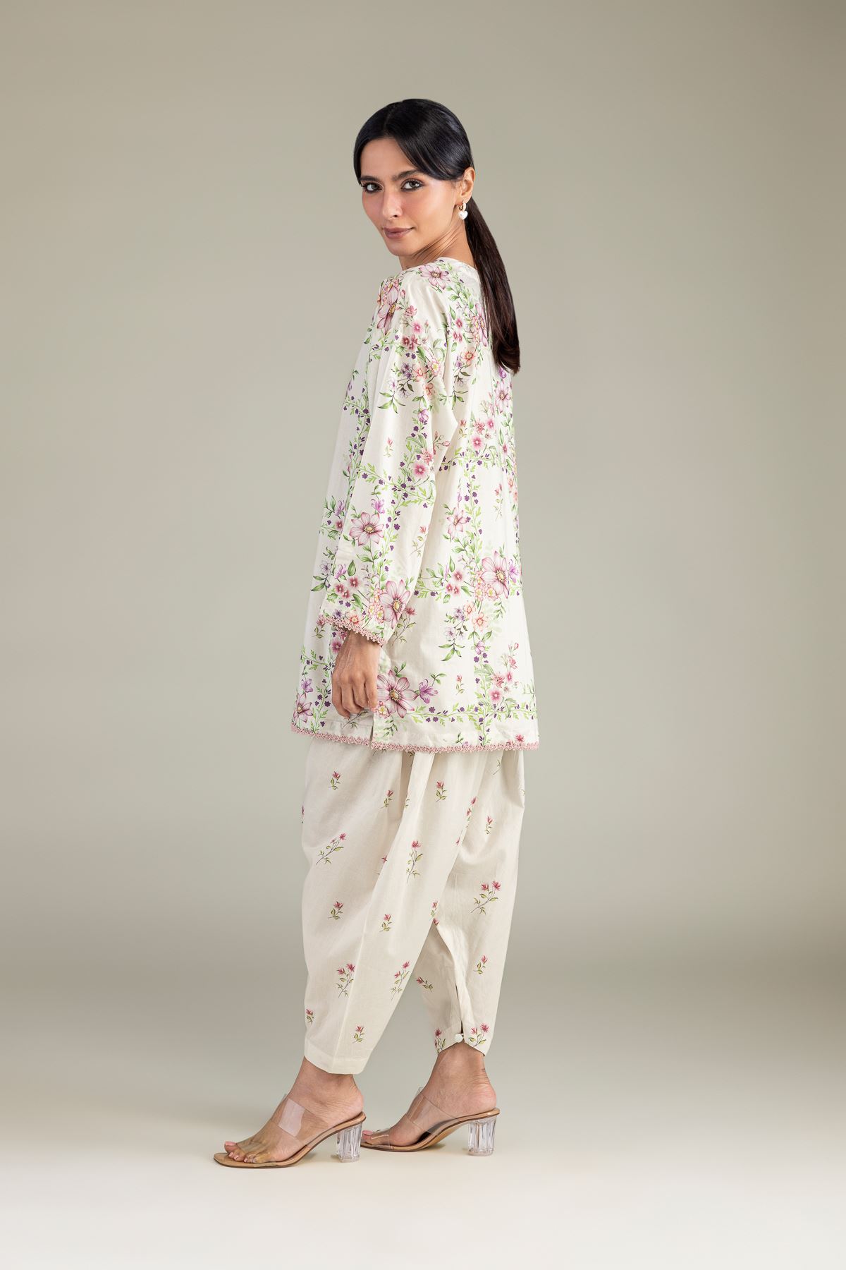 Printed Cambric Floral Spring Shalwar - 1-26-102-A-F-VG