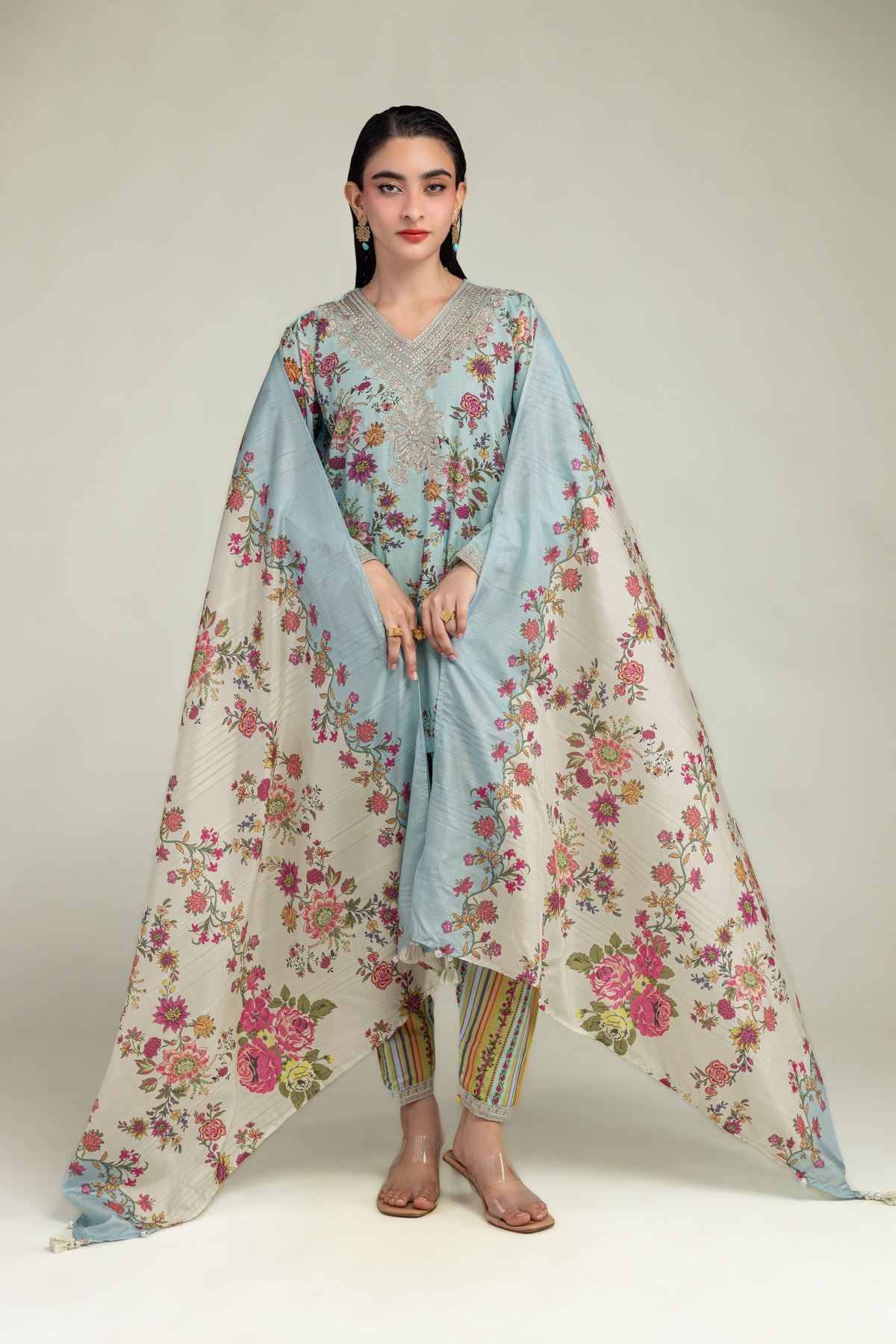 Embroidered Raw Silk Raw Silk Shalwar - 2-26-201-A-F-VG