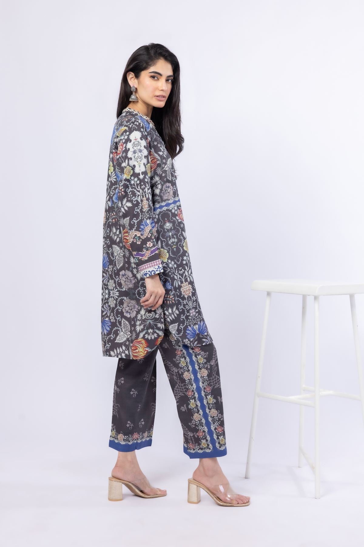 Printed Russian Raw Silk Pants - 25-09-9S3-03TA-VG