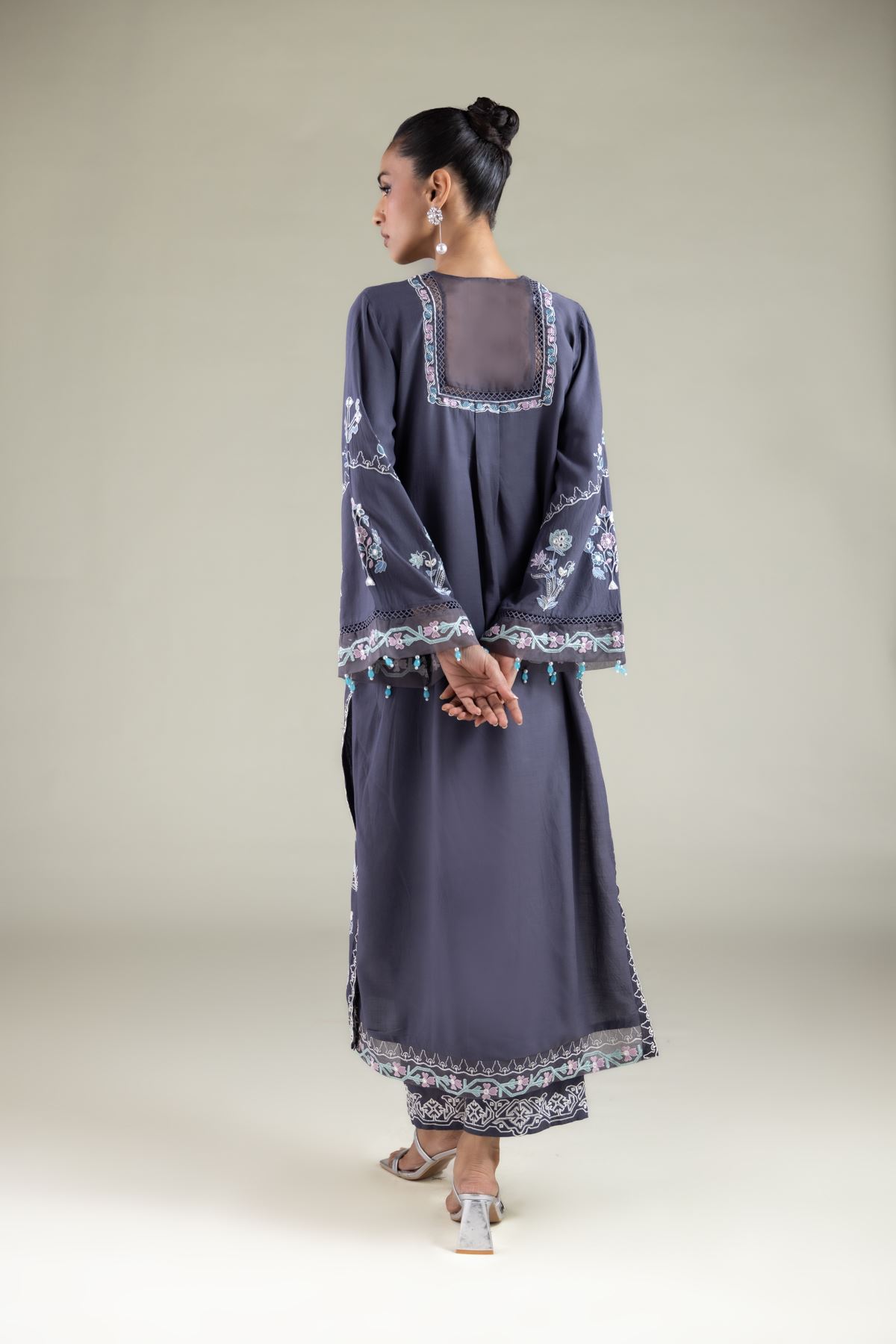 Embroidered Raw Silk Paisley Pearl Kurta - 1-26-126-A-A-VG