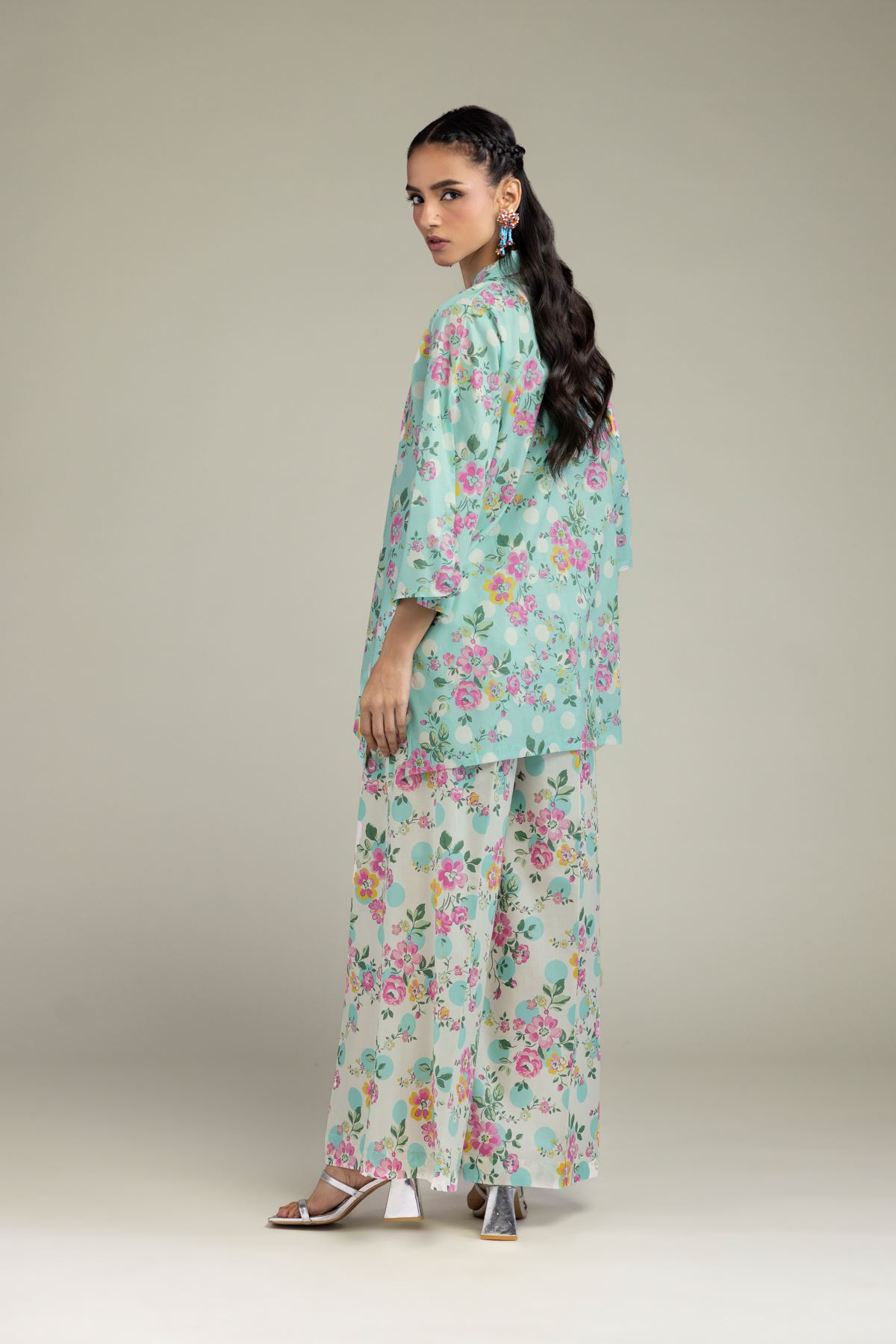 Printed Cambric Floral Mint Kurta - 25-10-12E7-10TB-VG