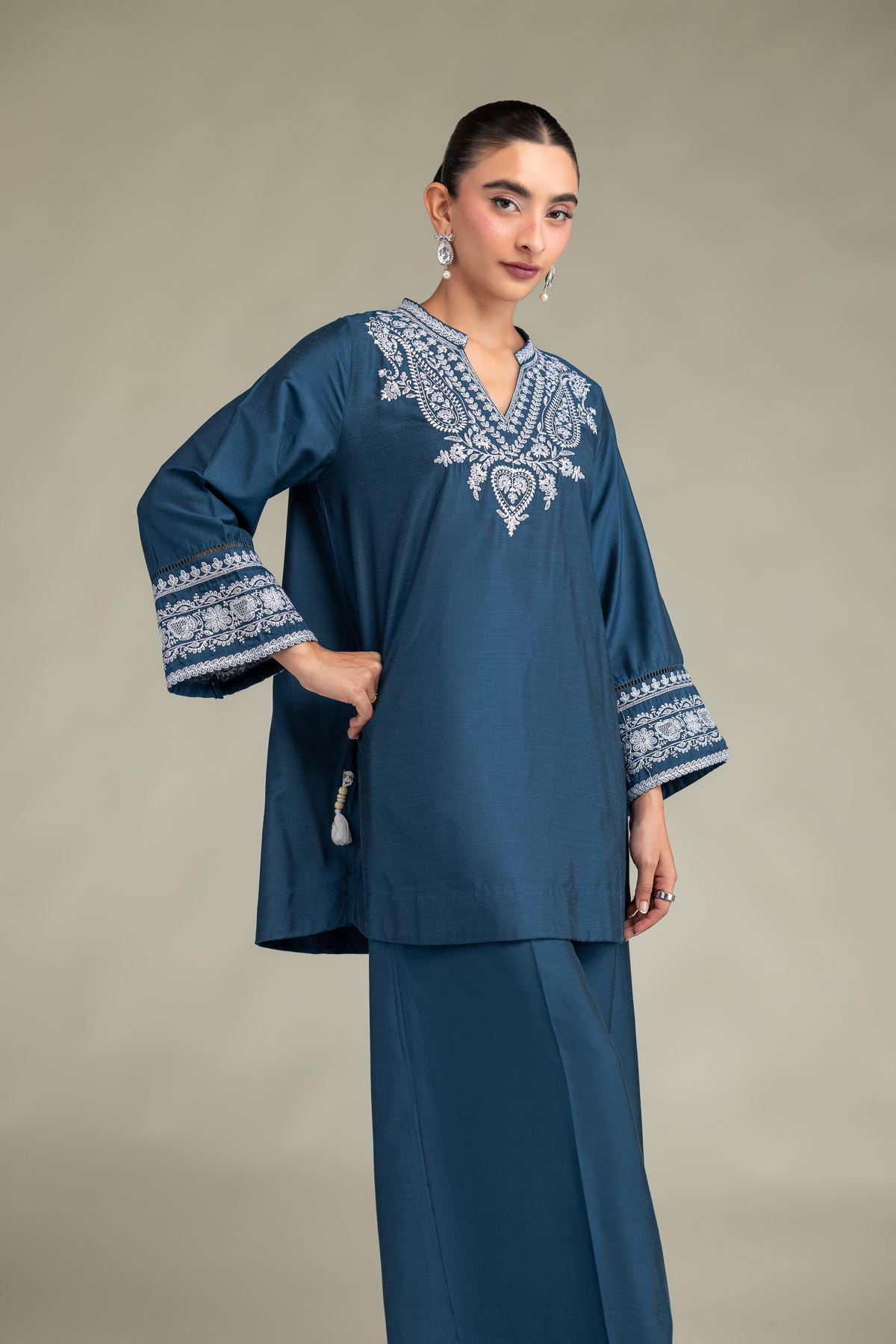 Printed Raw Silk Floral Silk Kurta - 1-26-244-A-D1-VG