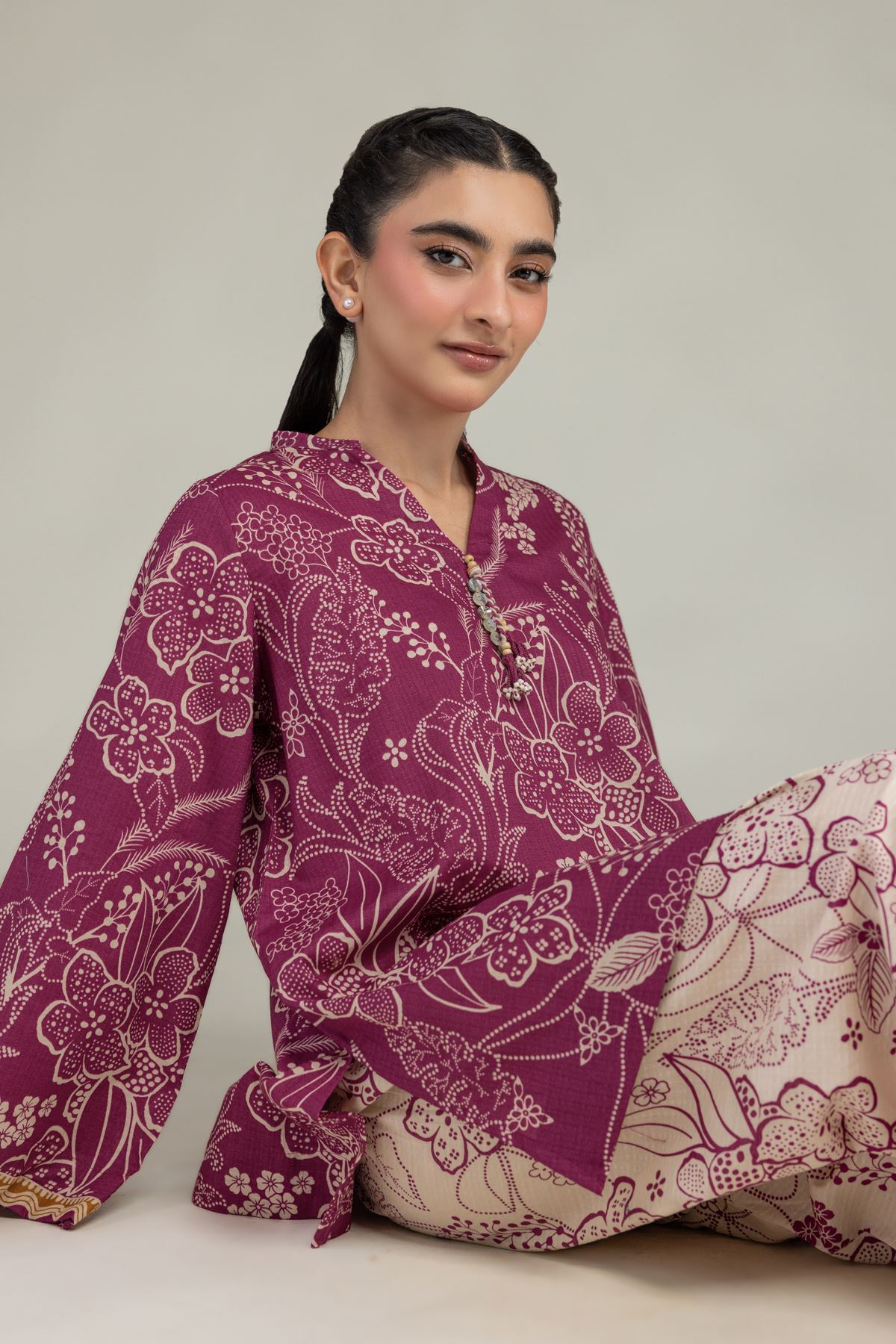 Printed Cotton Dobby Short Floral Kurta - 1-26-212-A-E1-VG