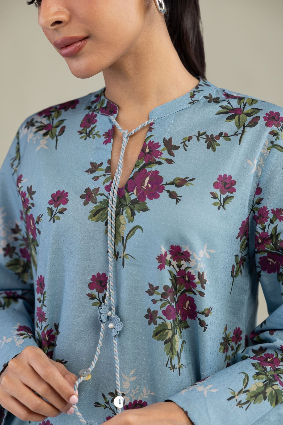 Printed Cotton Dobby Floral Cotton Kurta - 1-26-229-B-I2-VG