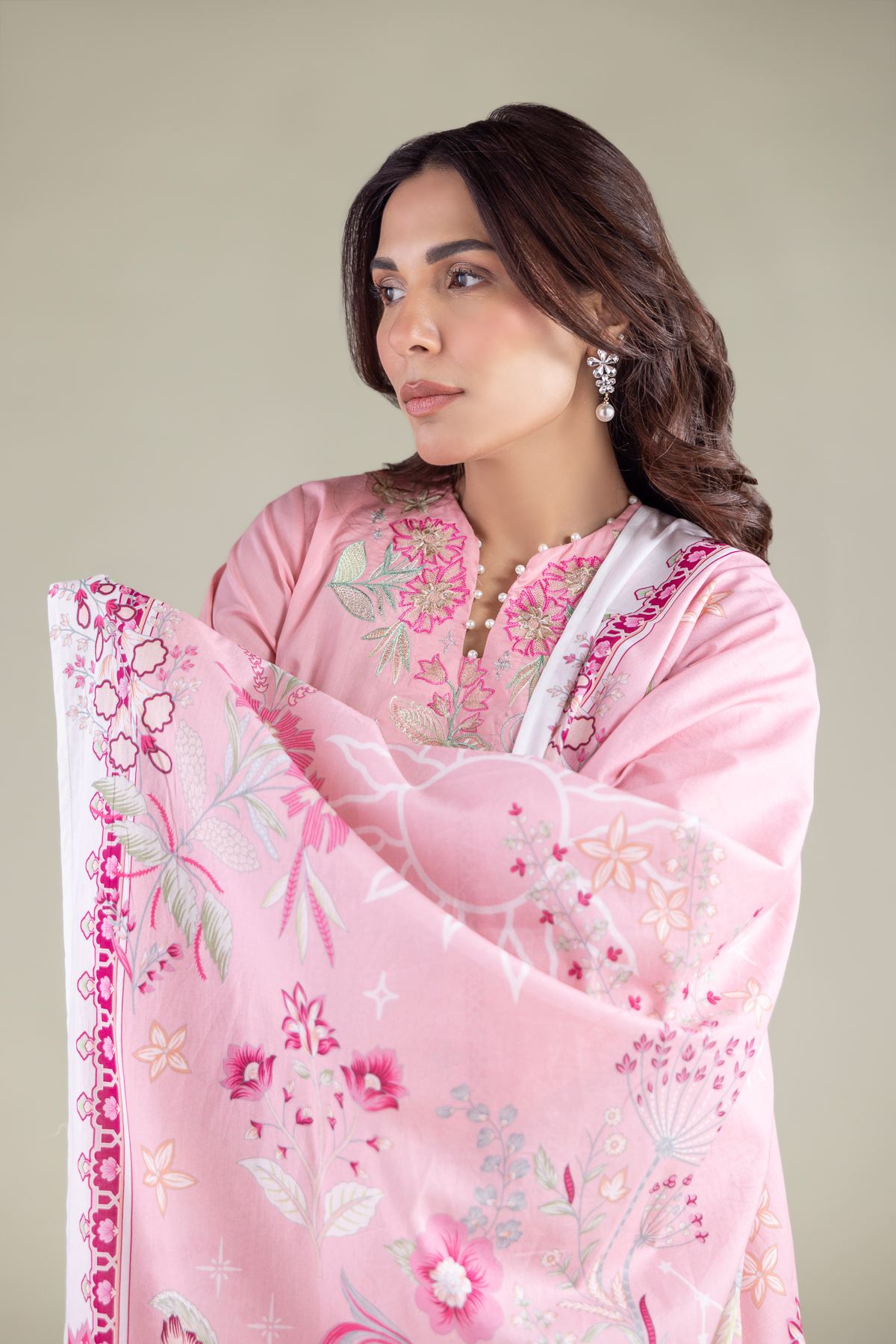 Embroidered Lawn Dupatta - 1-26-127-C-G-VG