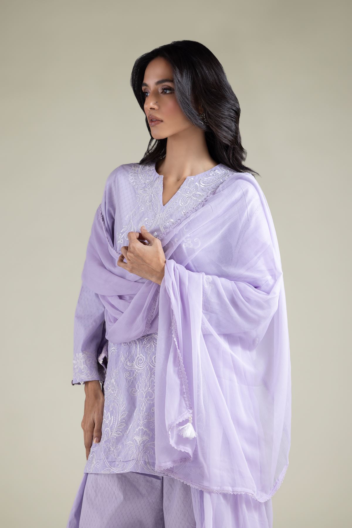 Embroidered Cotton Dobby Thread Work Kurta - 1-26-143-A-G-VG