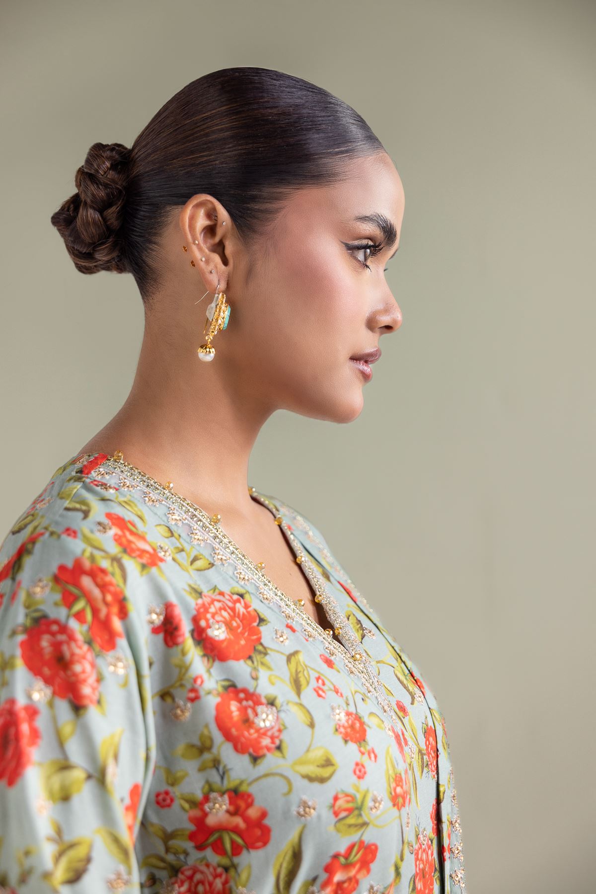 Embroidered Chiffon Floral 3-piece Set - 1-26-143-A-F-VG