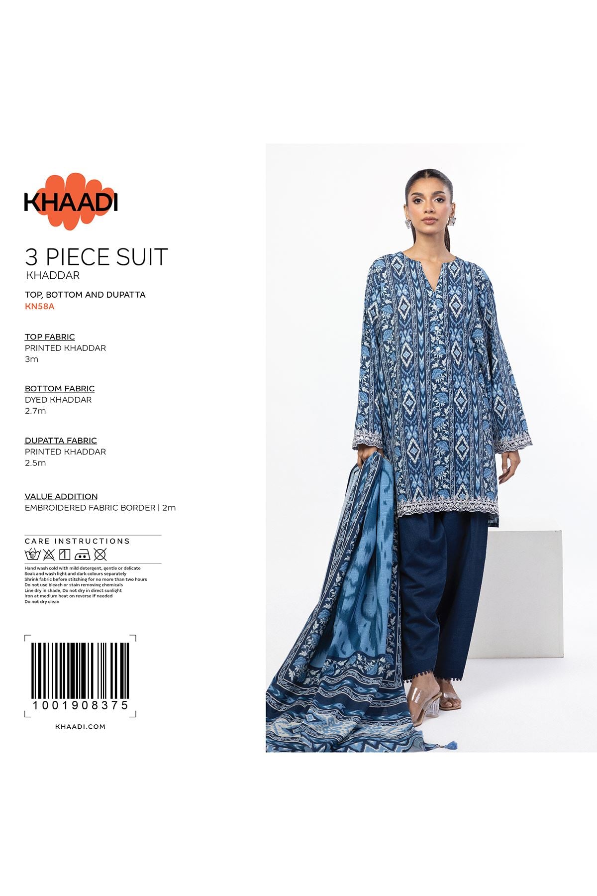 Embroidered Khaddar Fabrics 3 Piece - KW33B-VG