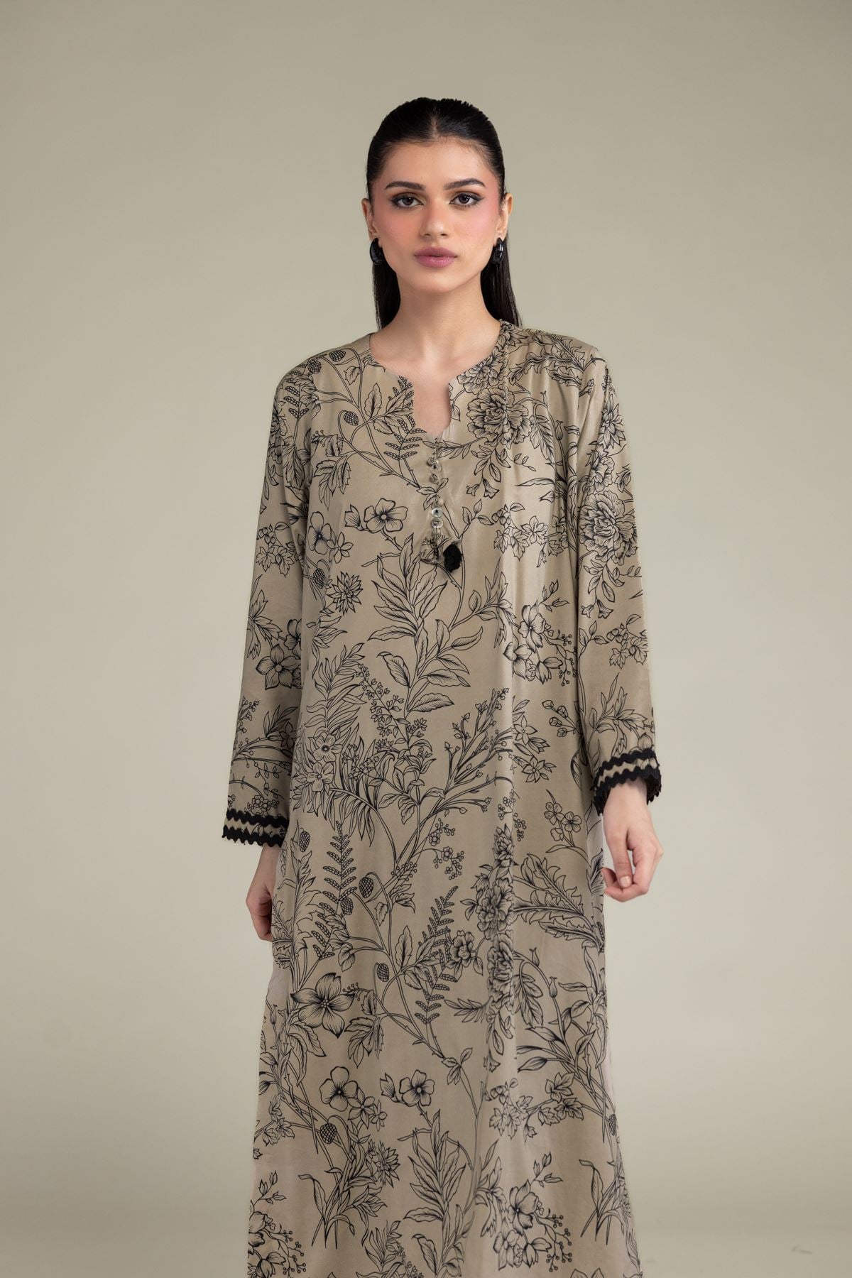 Printed Cotton Viscose Long Cotton Kurta - 1-26-206-A-B1-VG