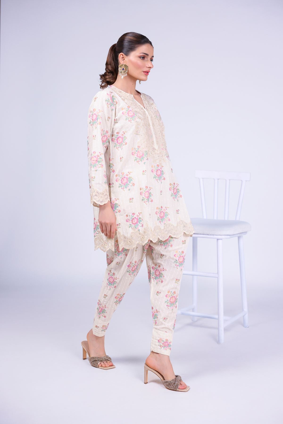 Printed Raw Silk Pants - 25-10-10S4-02TB-VG