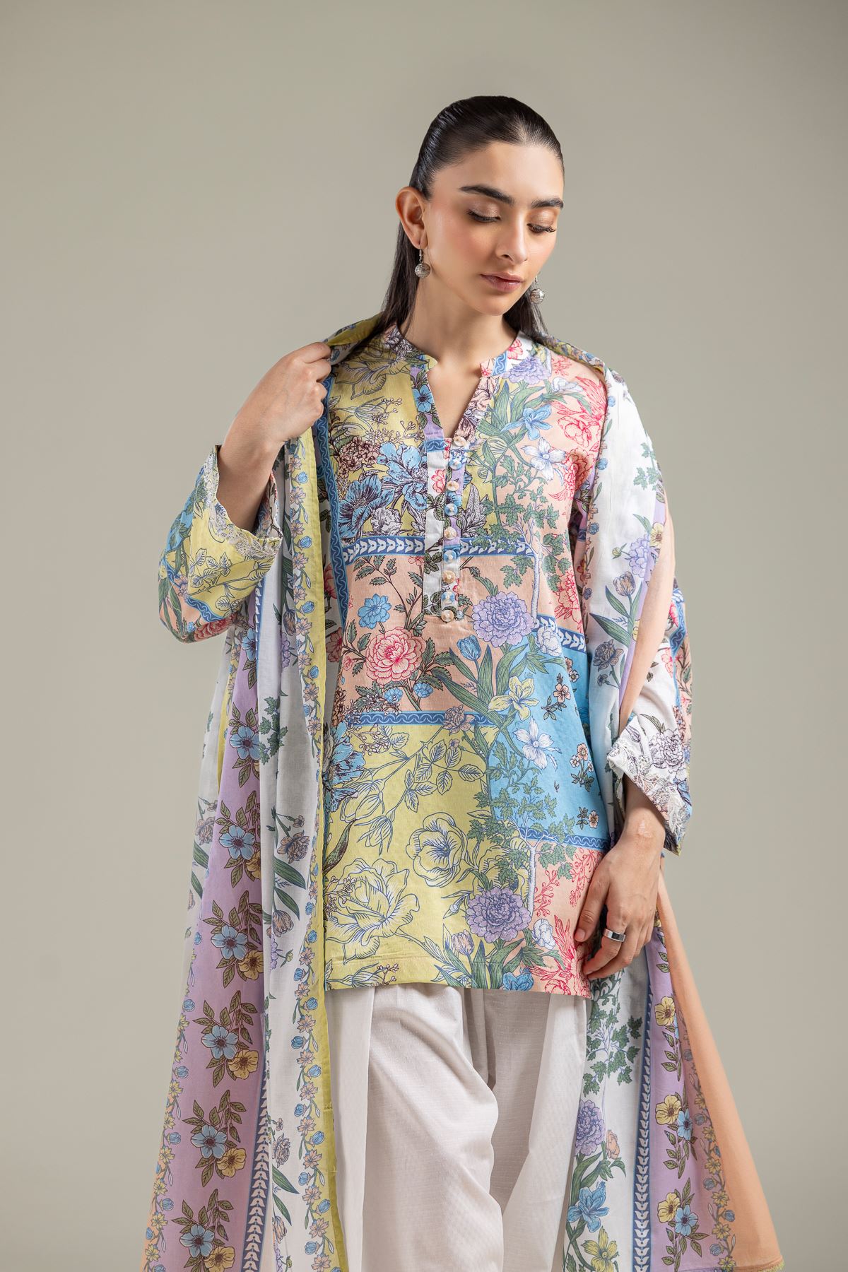 Embroidered Lawn Summer Lawn Dupatta - 1-26-118-A-B-VG