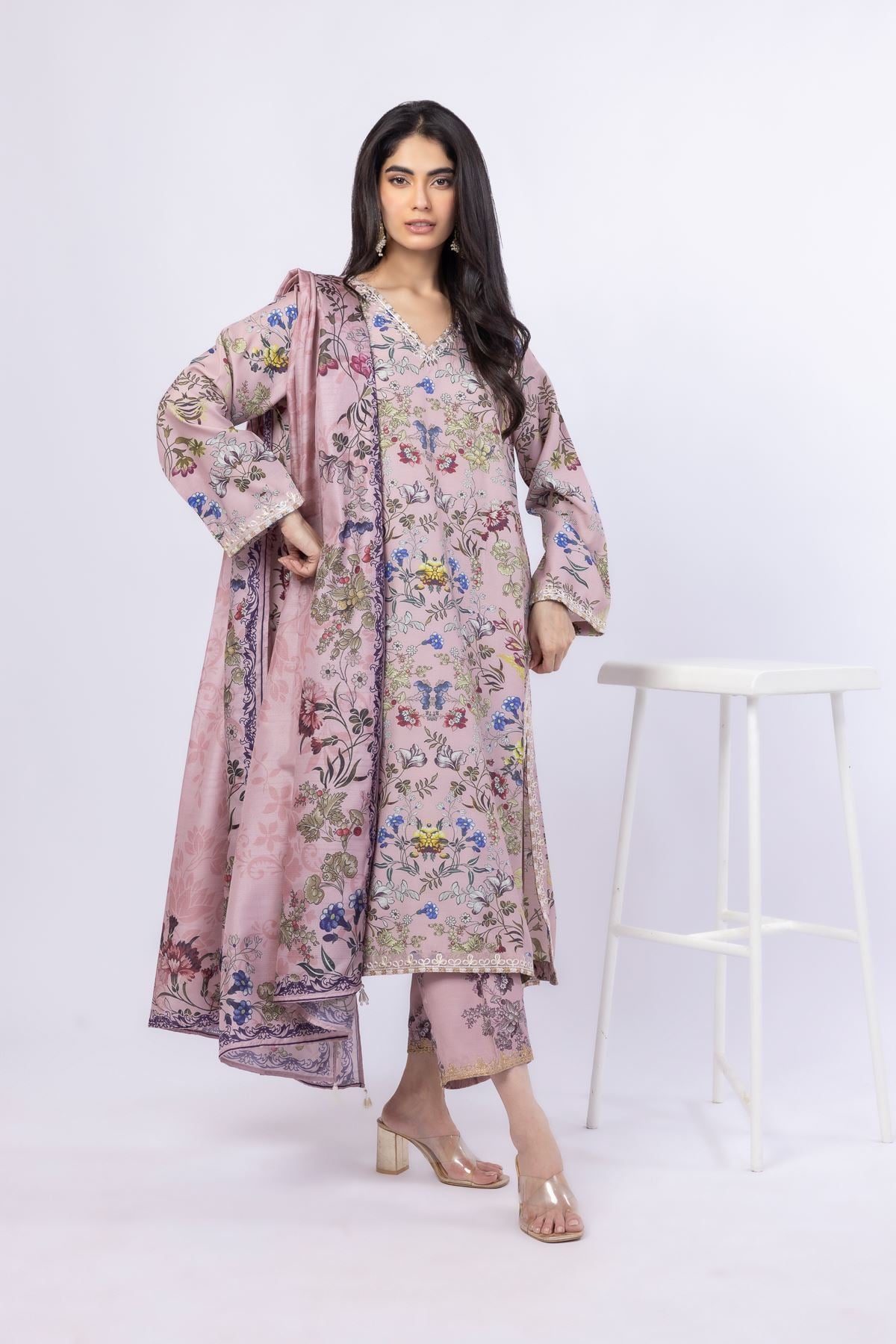 Embroidered Russian Raw Silk Kurta - 25-09-9S3-05TB-VG
