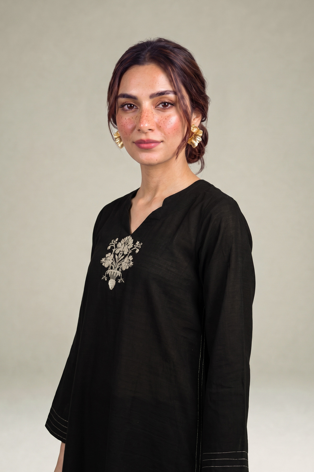Embroidered Light Khaddar Fabrics 2 Piece | Top and Bottom - 2-26-308-A-G1-VG