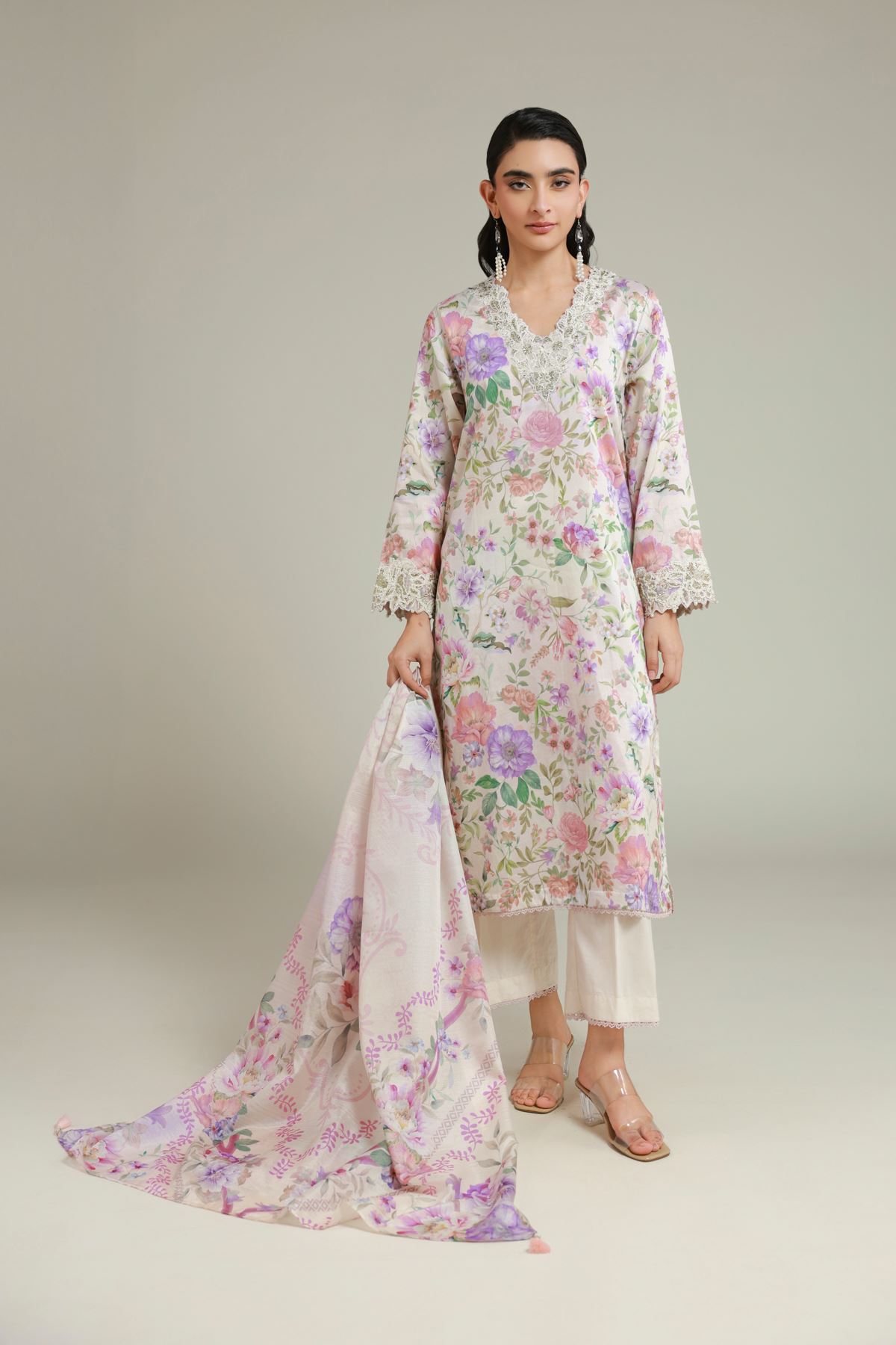 Printed Satin Fabrics 3 Piece - A33-26-110FJ1-VG