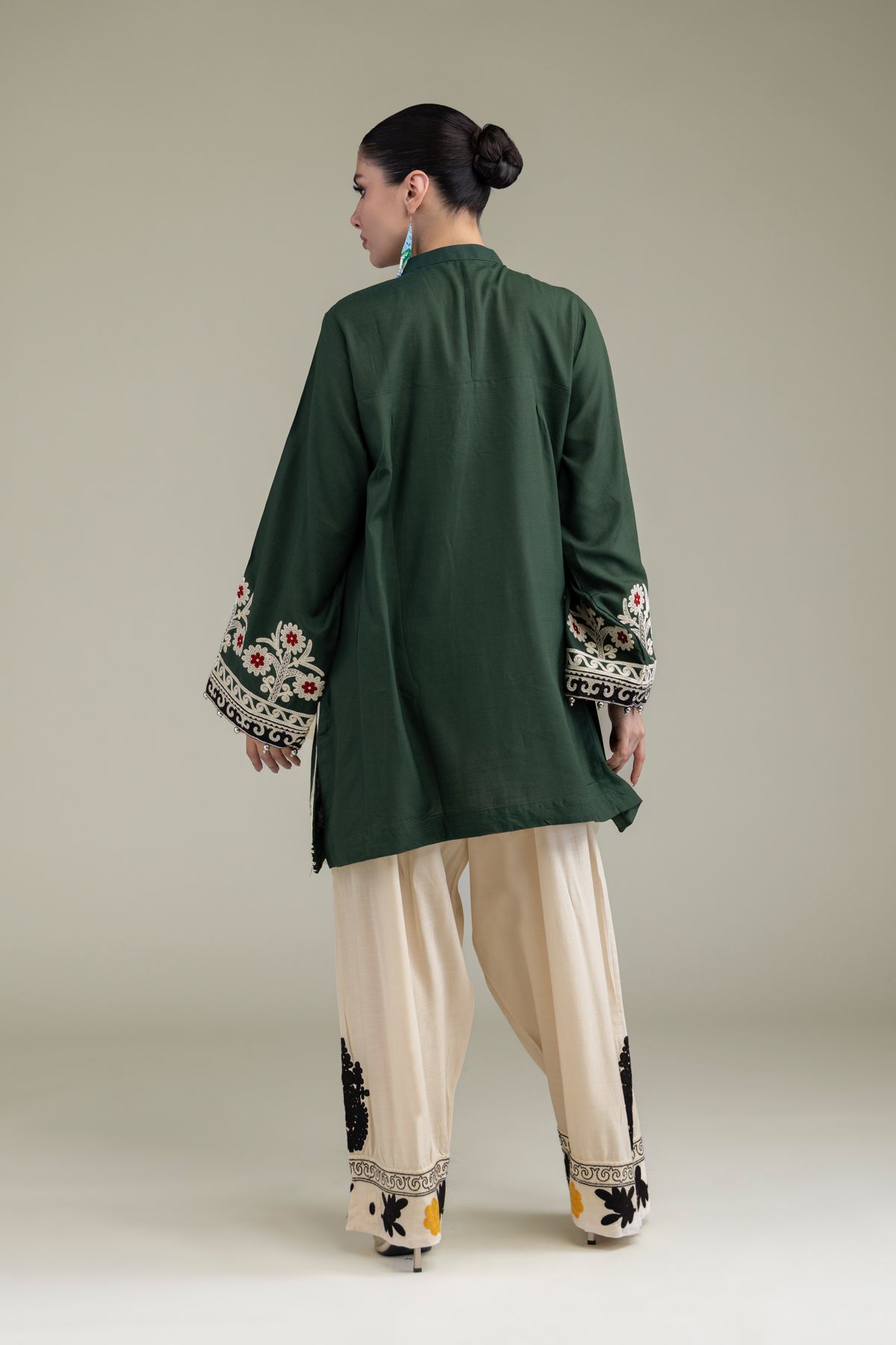 Embroidered Raw Silk Short Silk Kurta - 1-26-238-A-J1-VG