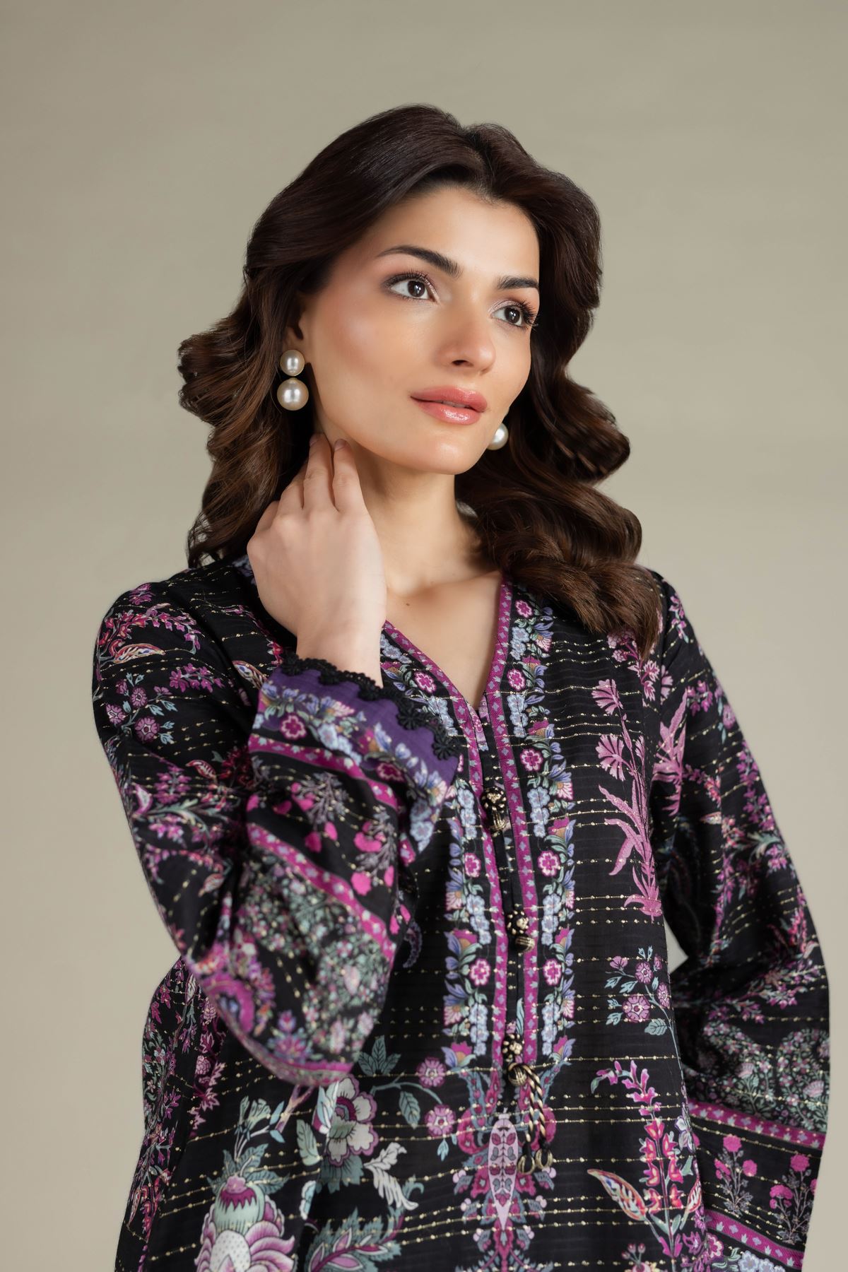 Printed Messuri Dobby Floral Co-ord Set - T-A112-26-116EF2-VG