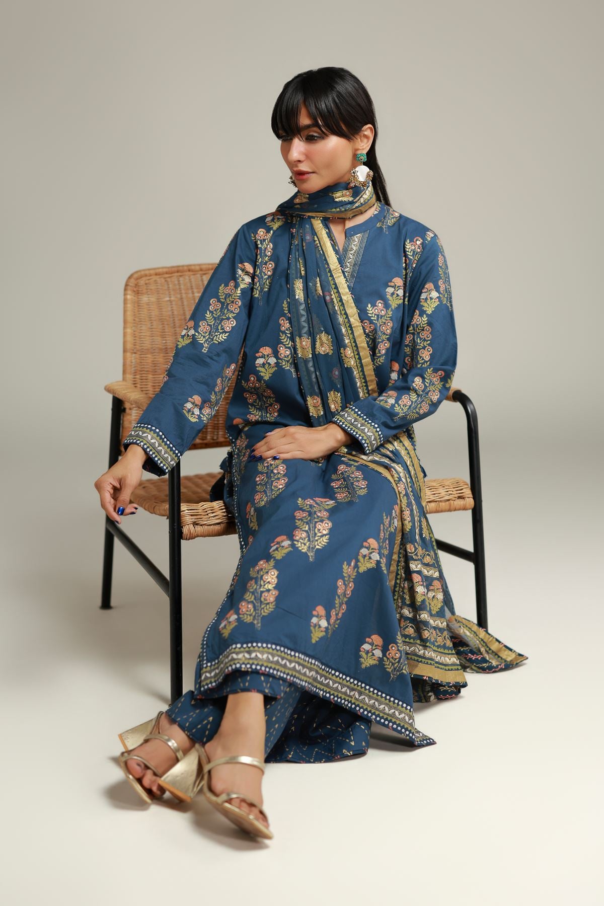 Printed Cambric Floral Cambric Set - T-A22-26-118FA1-VG