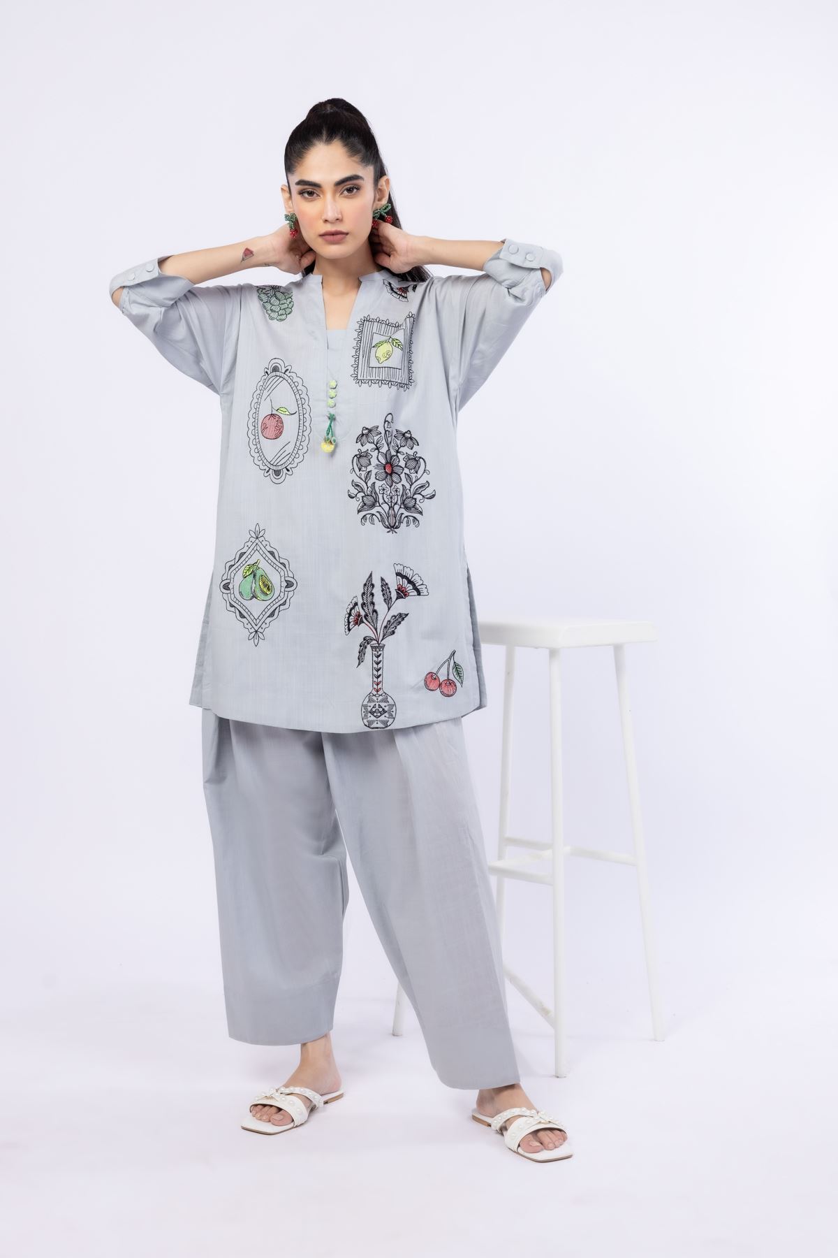 Dyed Crosshatch Poplin Pants - 25-07-7E1-05TA-VG