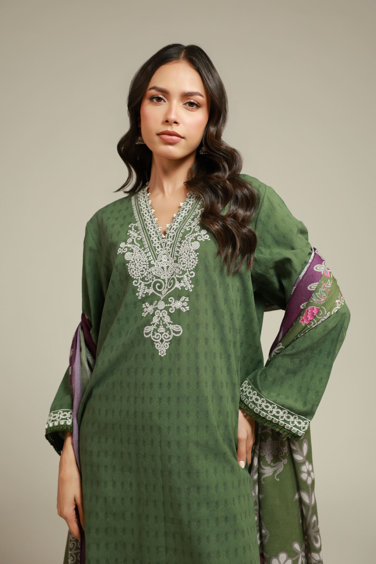 Embroidered Dobby 3-Piece Tailored Set - KW38A-VG