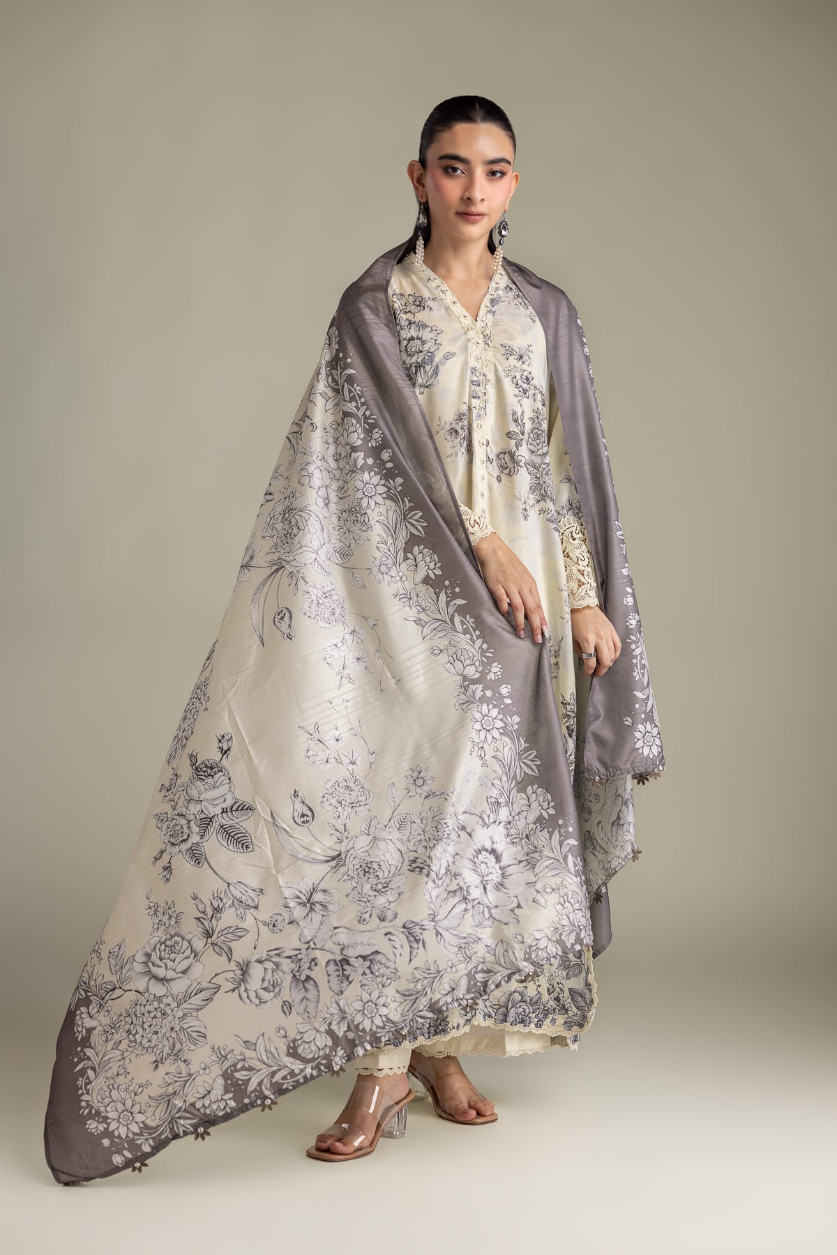 Printed Mesuri Floral Mesuri Dupatta - 1-26-415-A-A1-VG