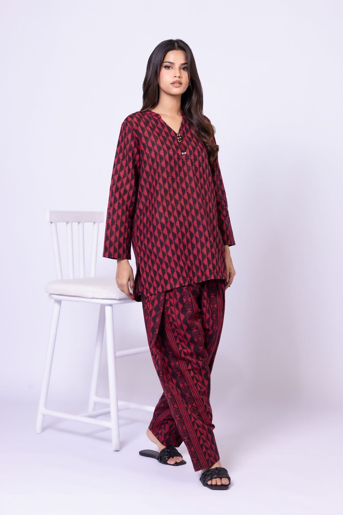 Printed Textured Cotton Kurta - 25-10-11E4-04TB-VG