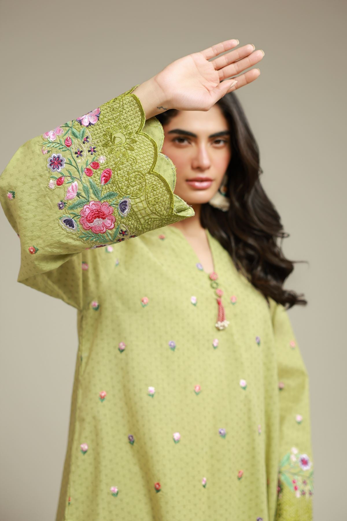 Embroidered Cotton Dobby Fabrics 2 Piece | Top and Bottom - A112-26-108EC2-VG