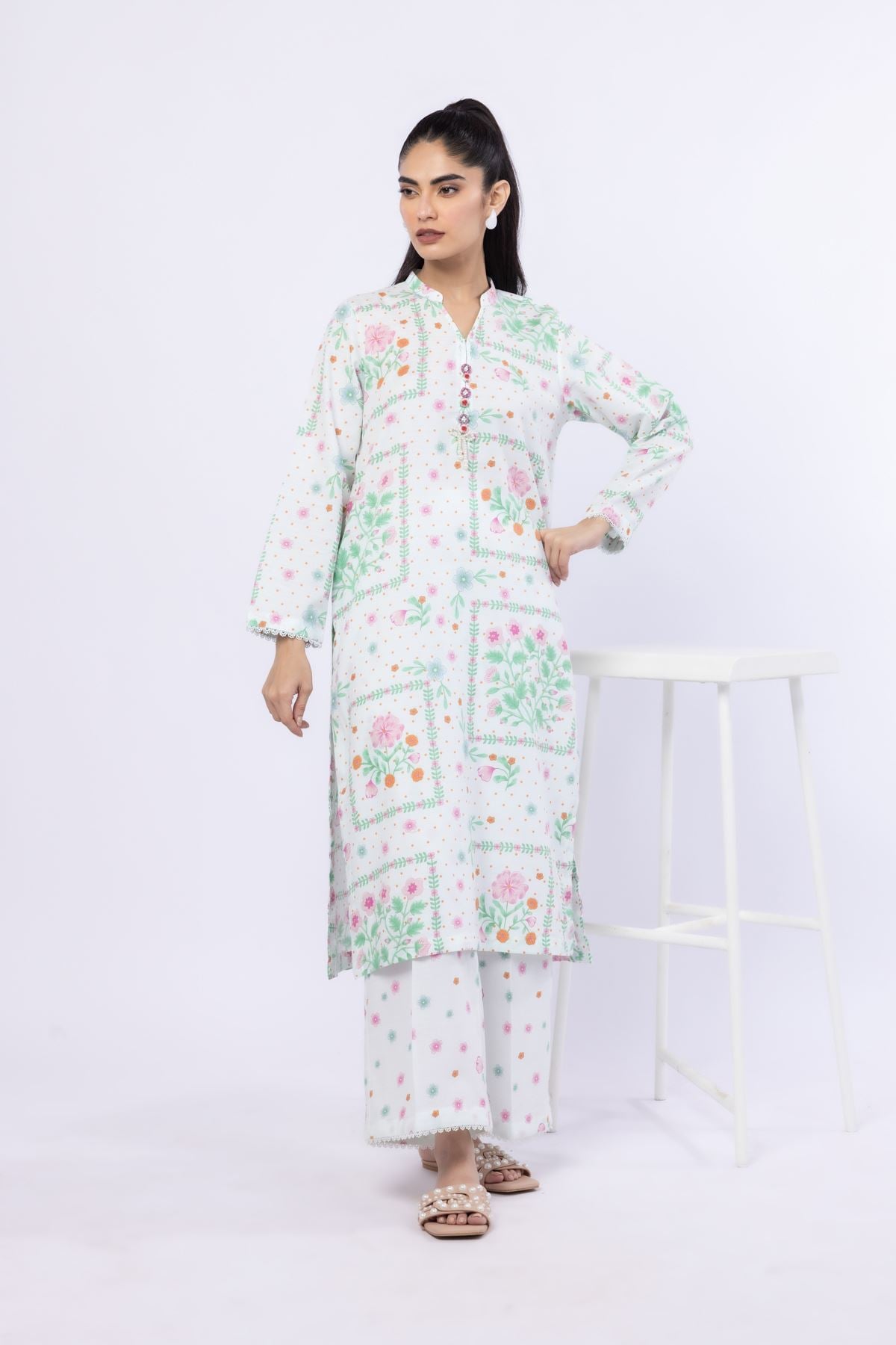 Printed Cotton Dobby Kurta - 25-09-9S3-07TB-VG