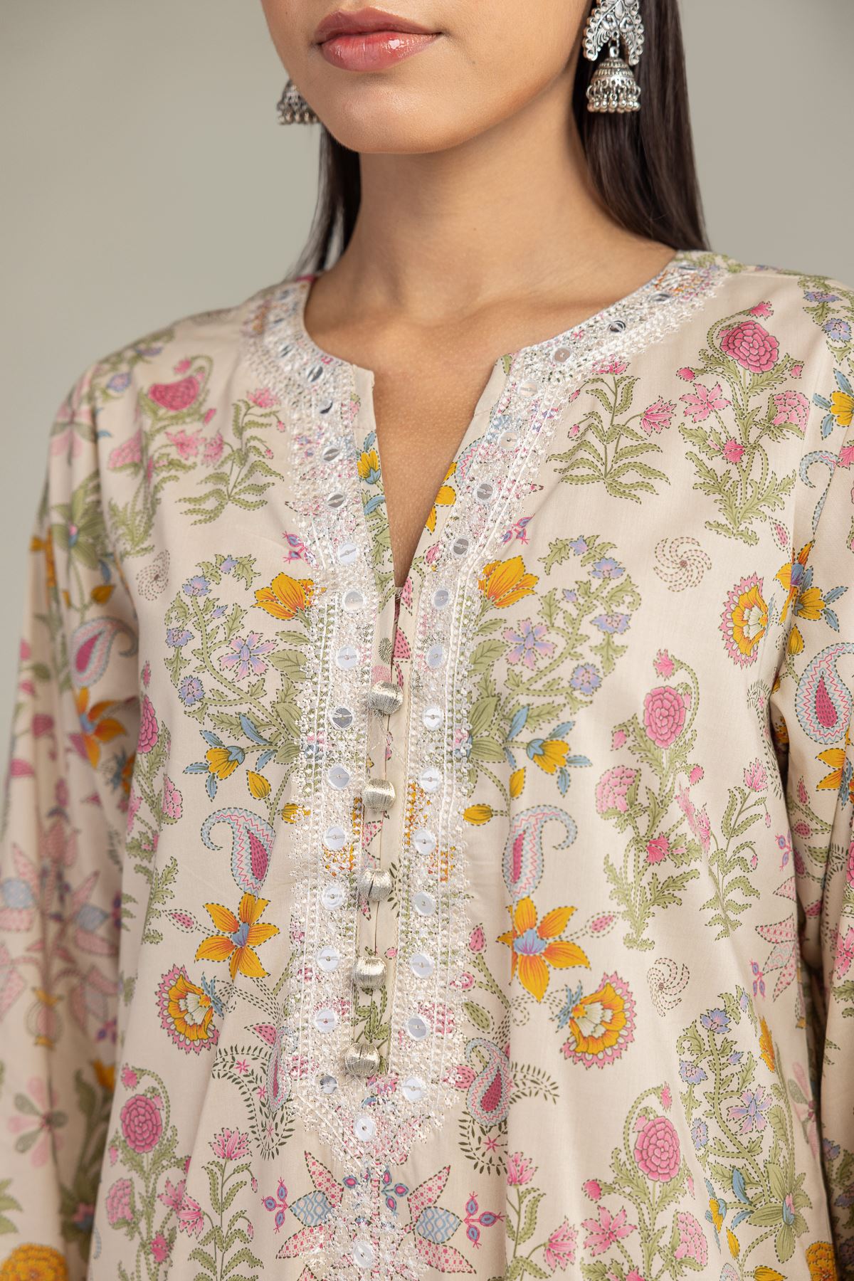 Embroidered Cotton Viscose Cotton Viscose Kurta - 2-26-201-A-C-VG