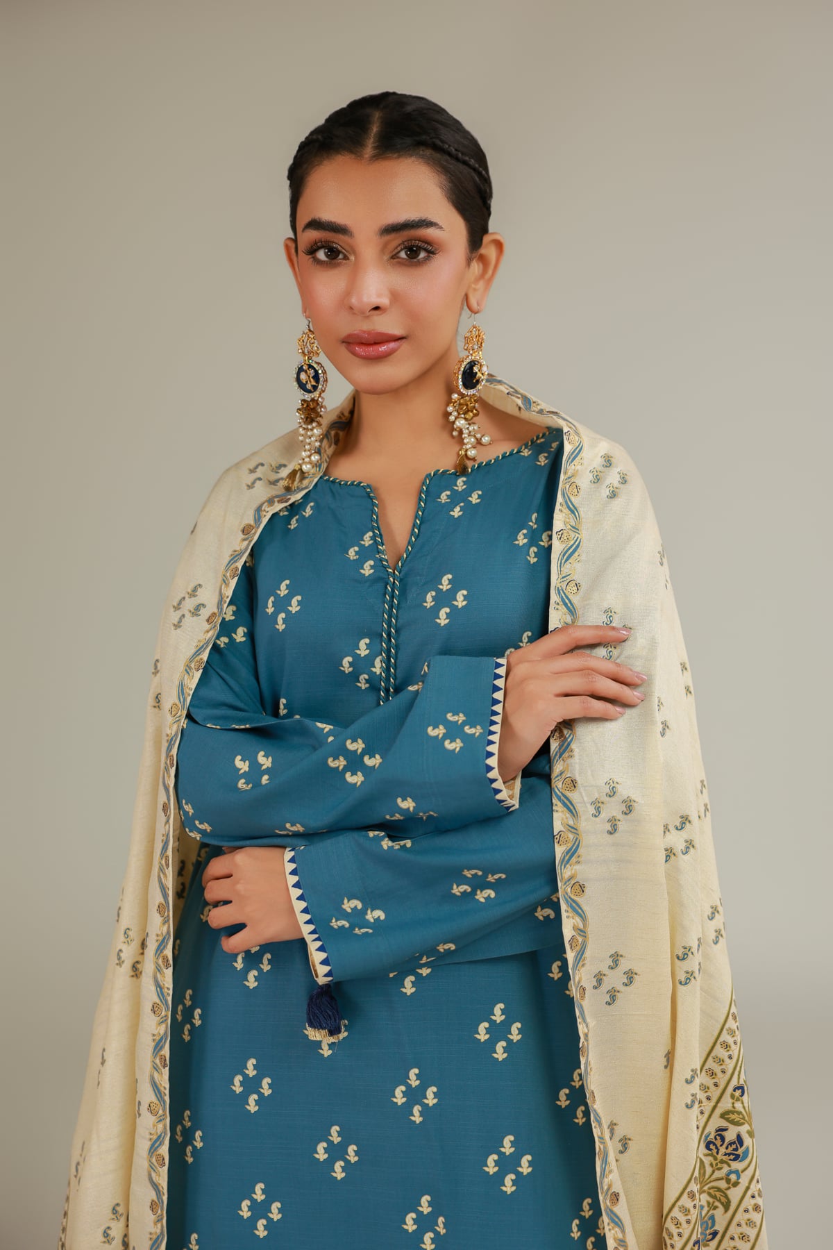 Printed Polyester Silk Dupatta - EST234118TB-VG