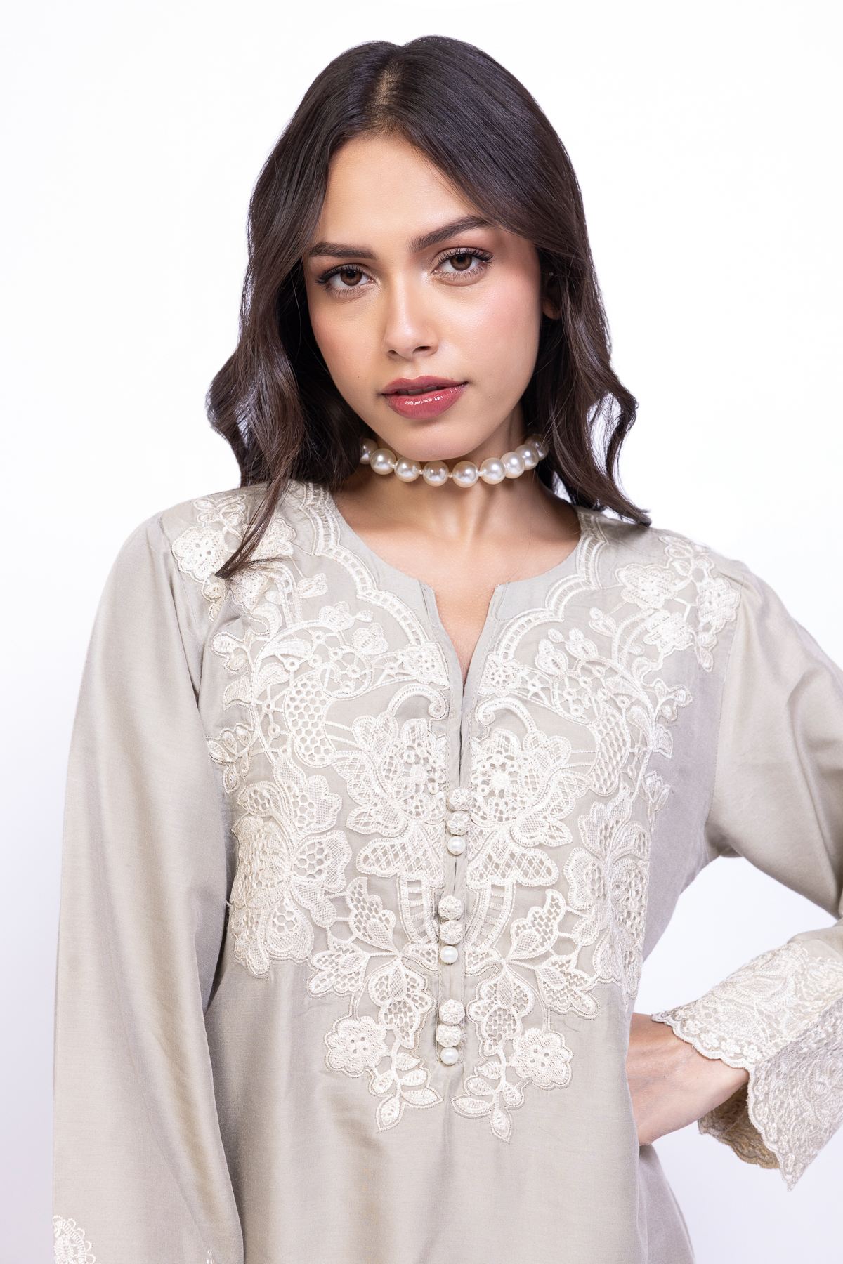 Embroidered Raw Silk Kurta - 25-09-11E7-08TA-VG