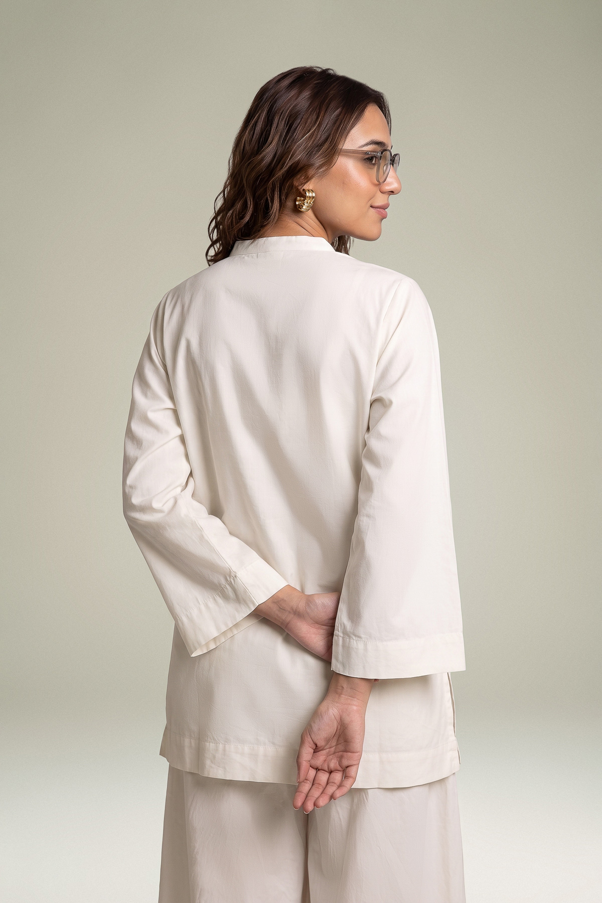 Dyed Poplin Short Poplin Kurta - 8-26-303-A-C1-VG