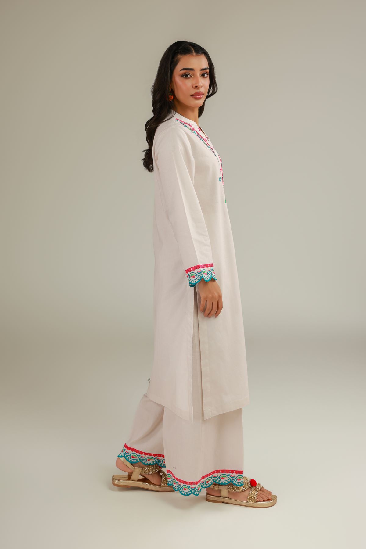 Embroidered Cotton Dobby Floral Cotton Kurta - 1-26-137-A-B-VG