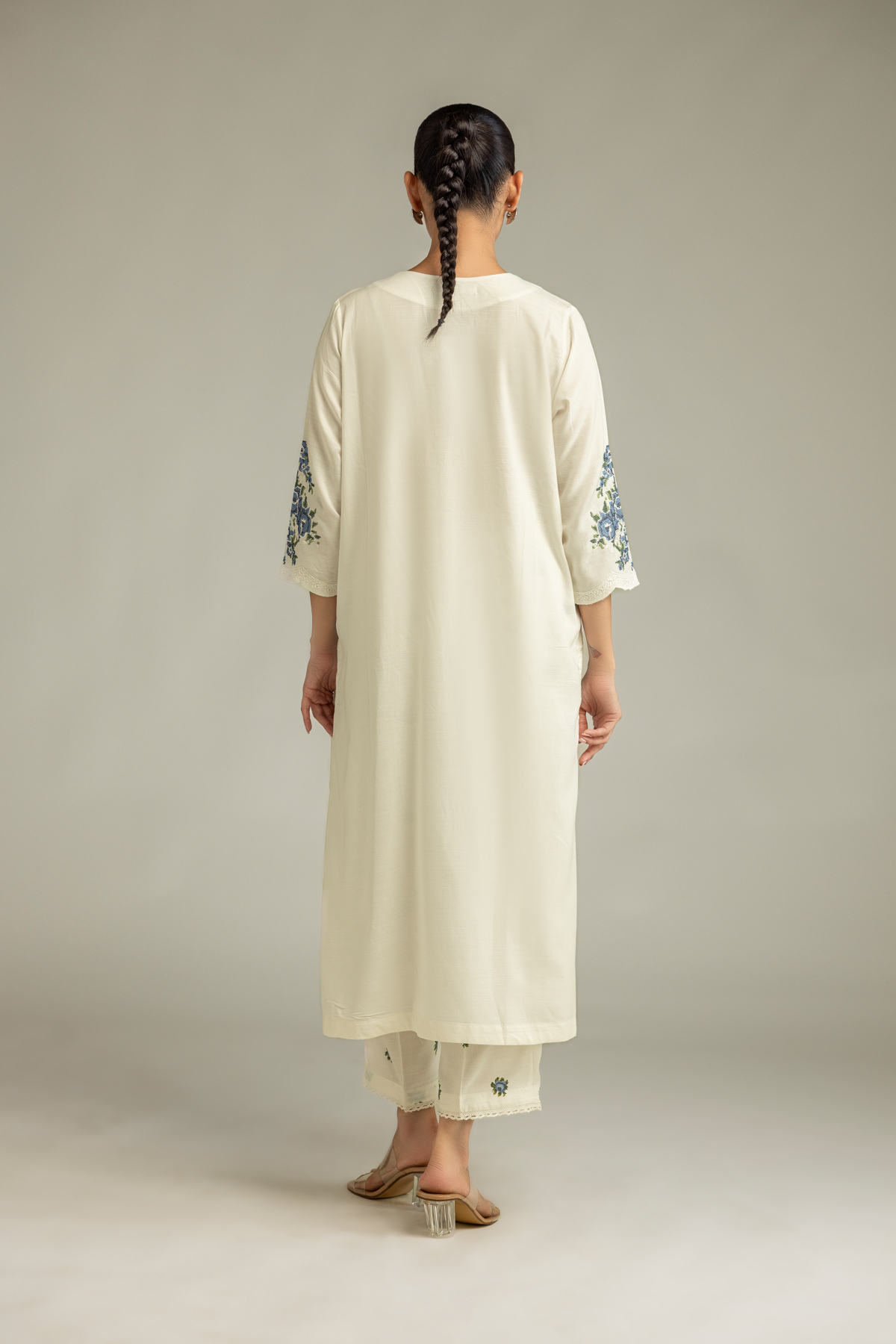 Embroidered Raw Silk Floral Silk Kurta - A22-26-214FH1-VG
