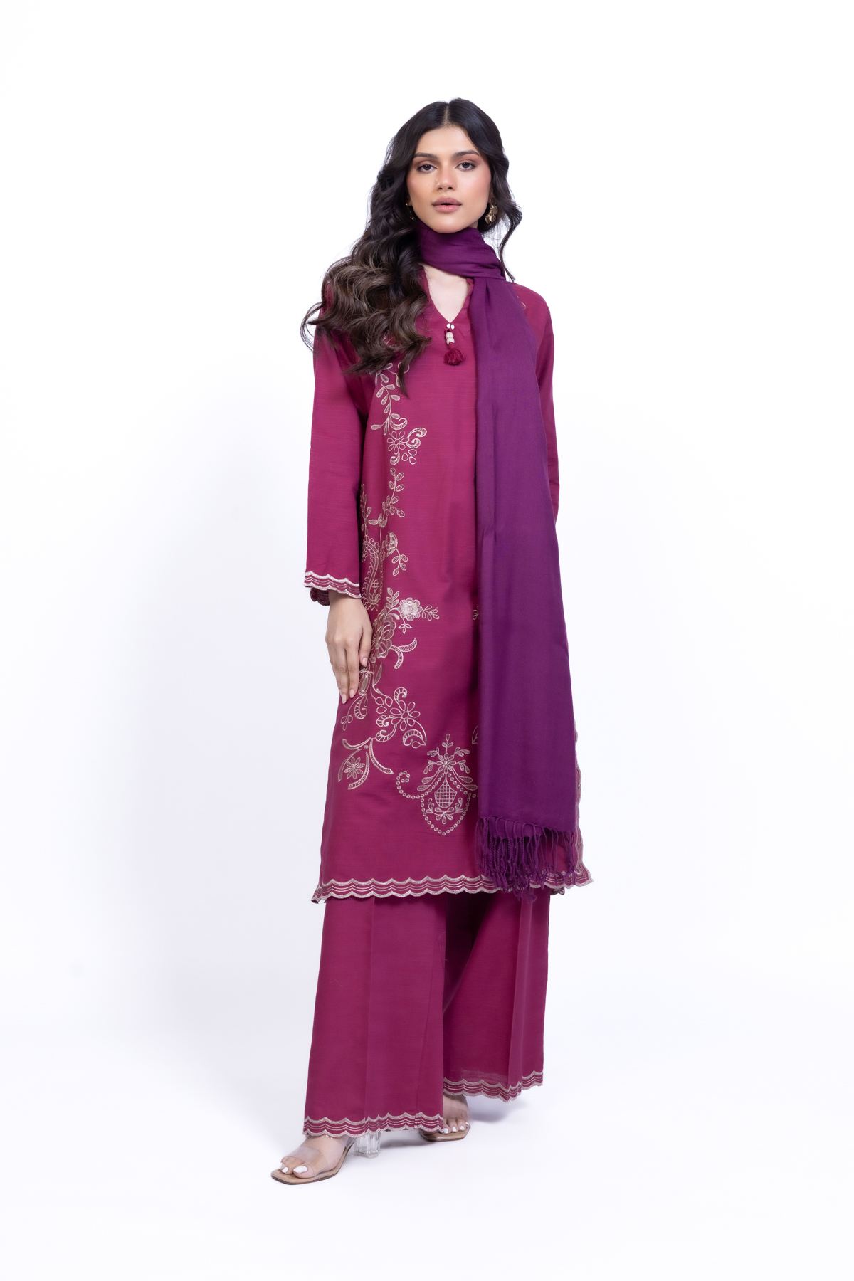 Dyed Blended Acrylic Shawl - 25-09-11E2-12TA-VG