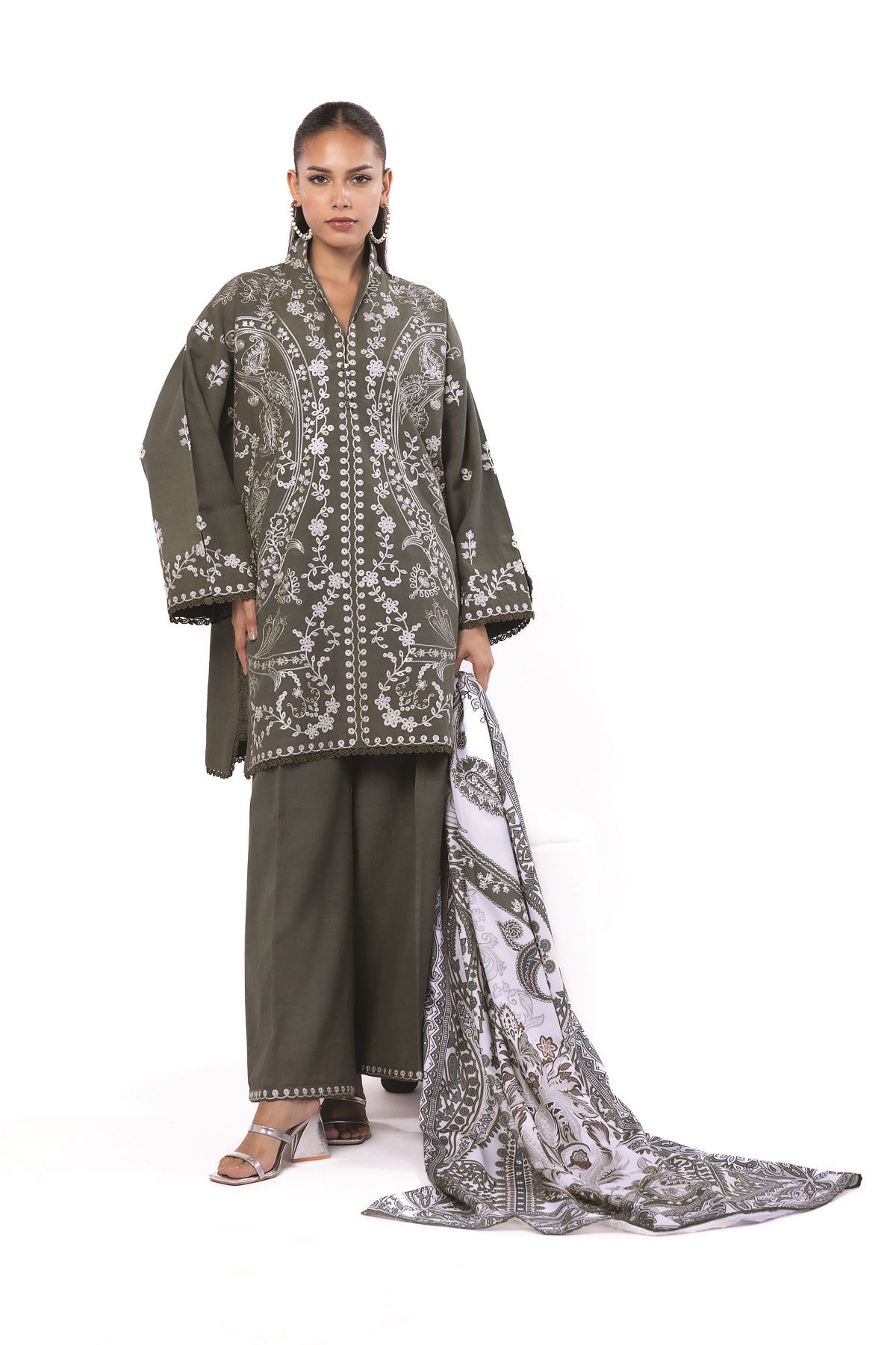 Embroidered Khaddar Fabrics 3 Piece - 1001908470