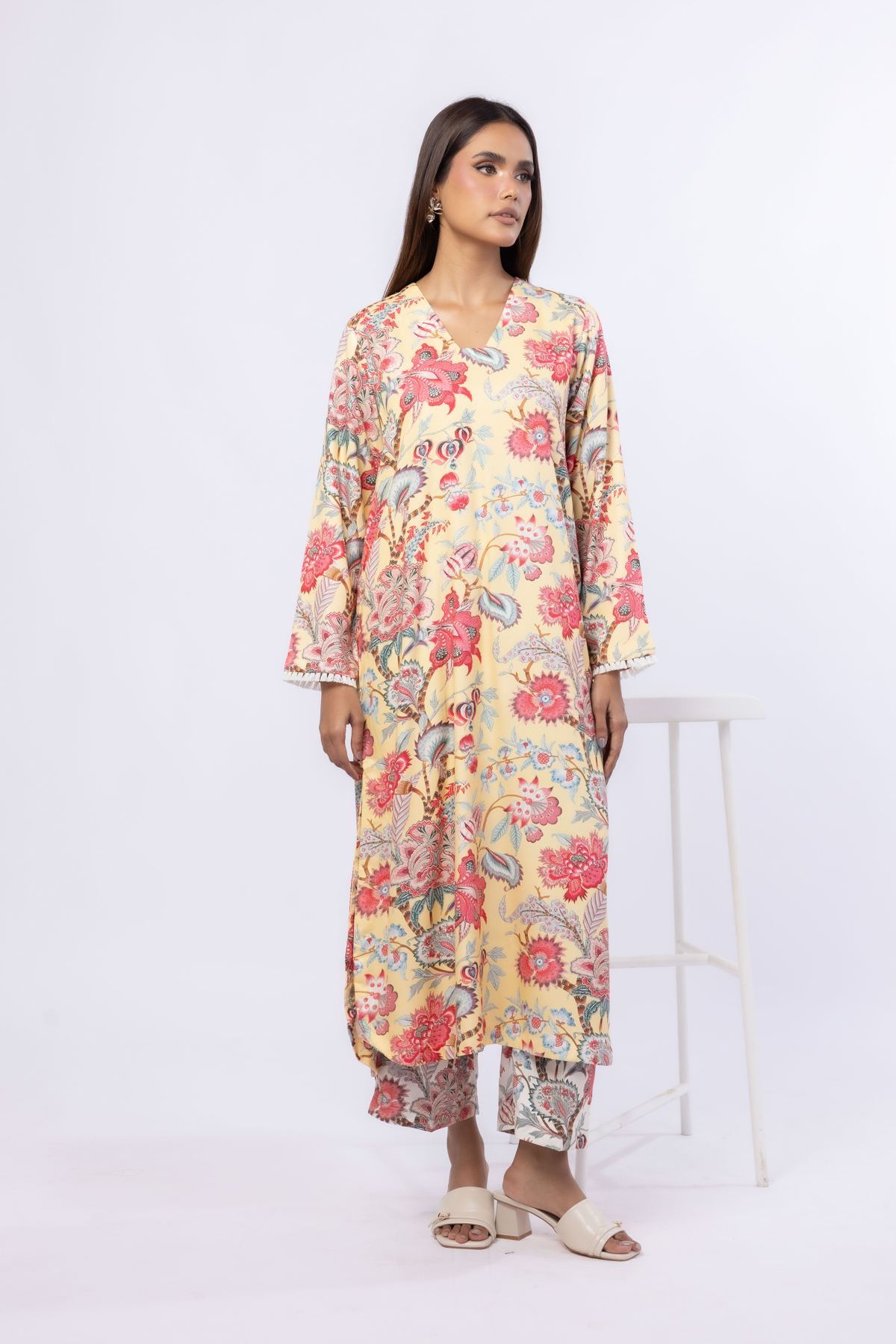 Printed Viscose Crepe Kurta - 25-04E48-07TA-VG