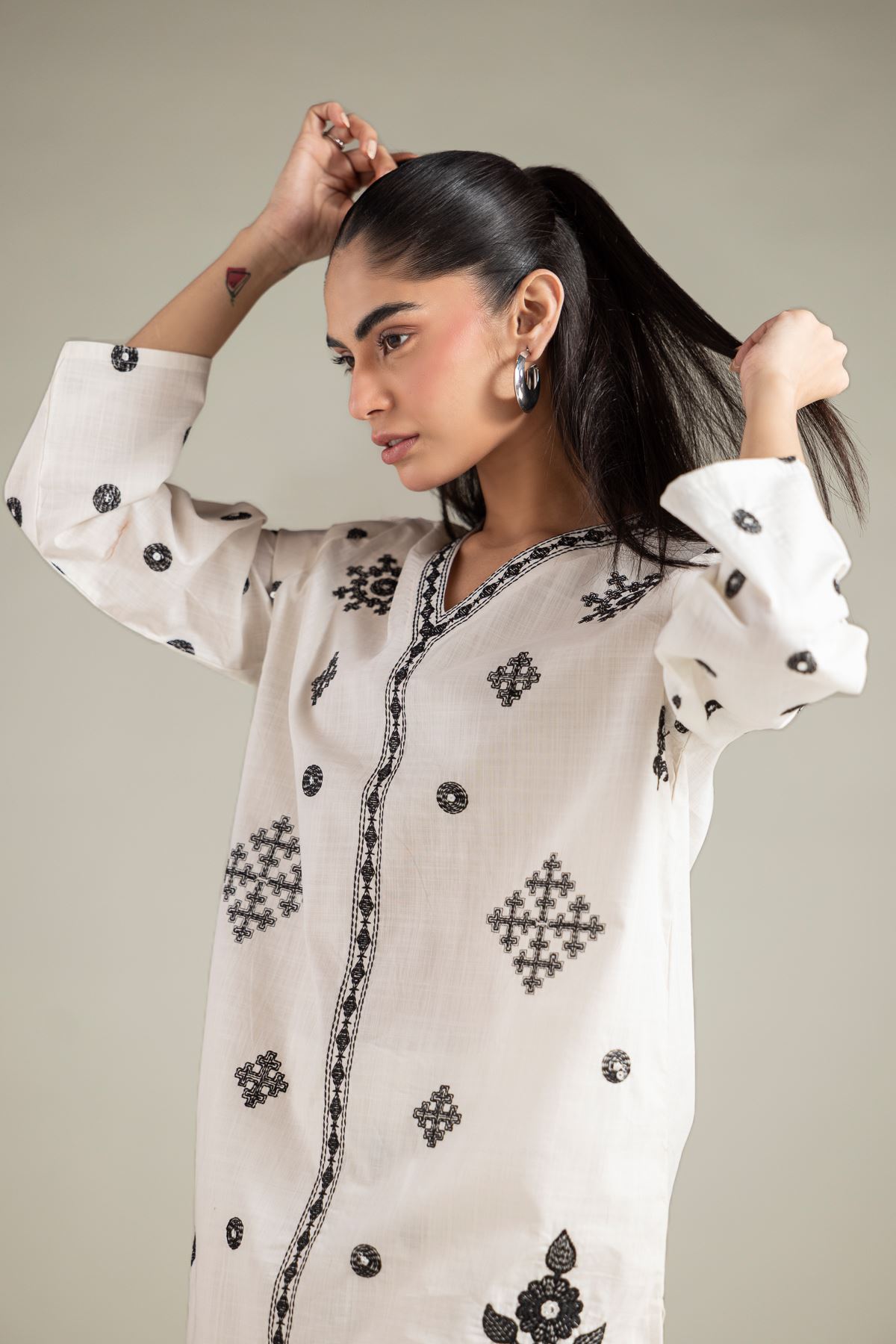 Textured Cotton Tunic - 6-26-105-A-C-VG