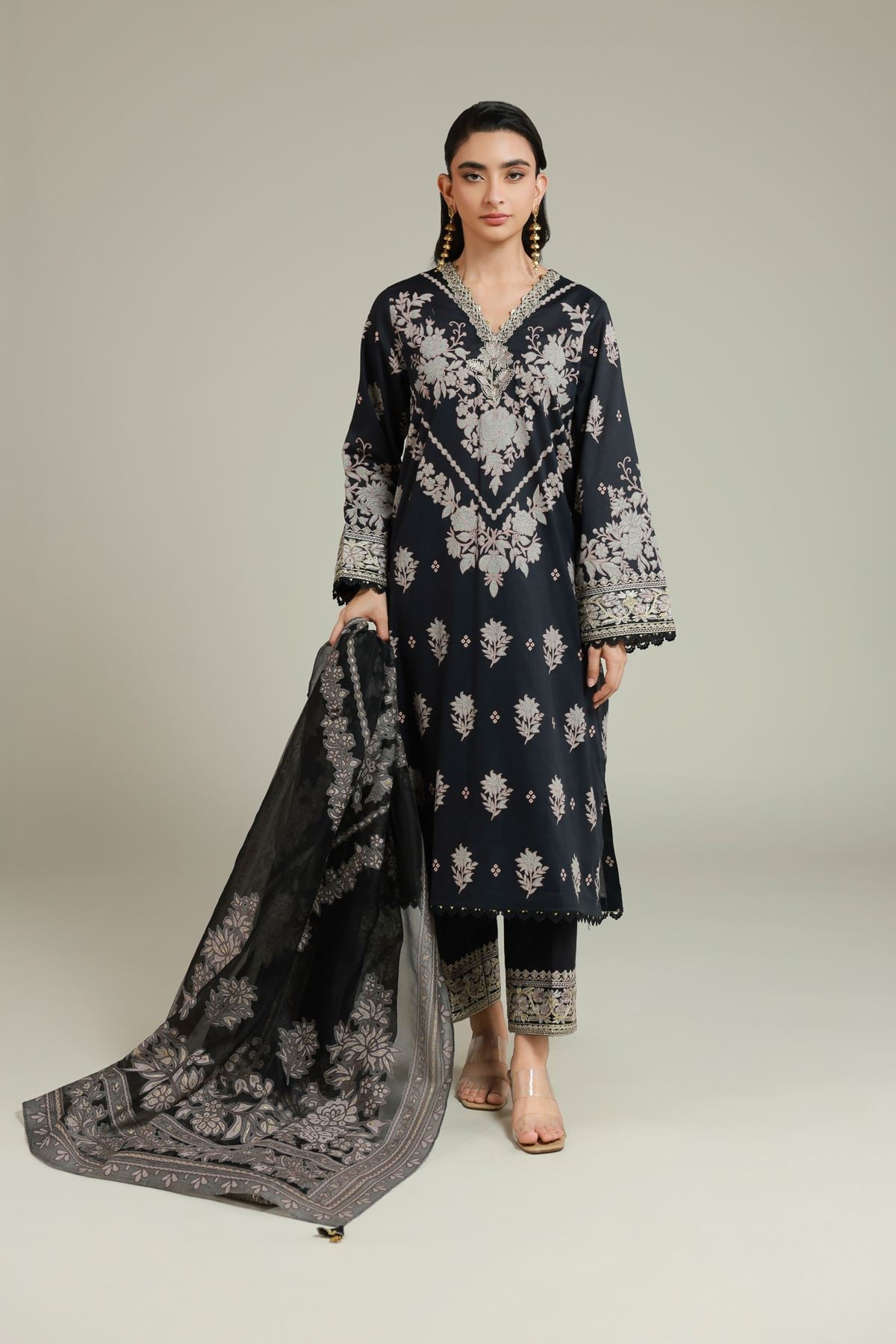 Embroidered Cambric Tailored 3-piece Cambric - 8-26-202-A-A1-VG
