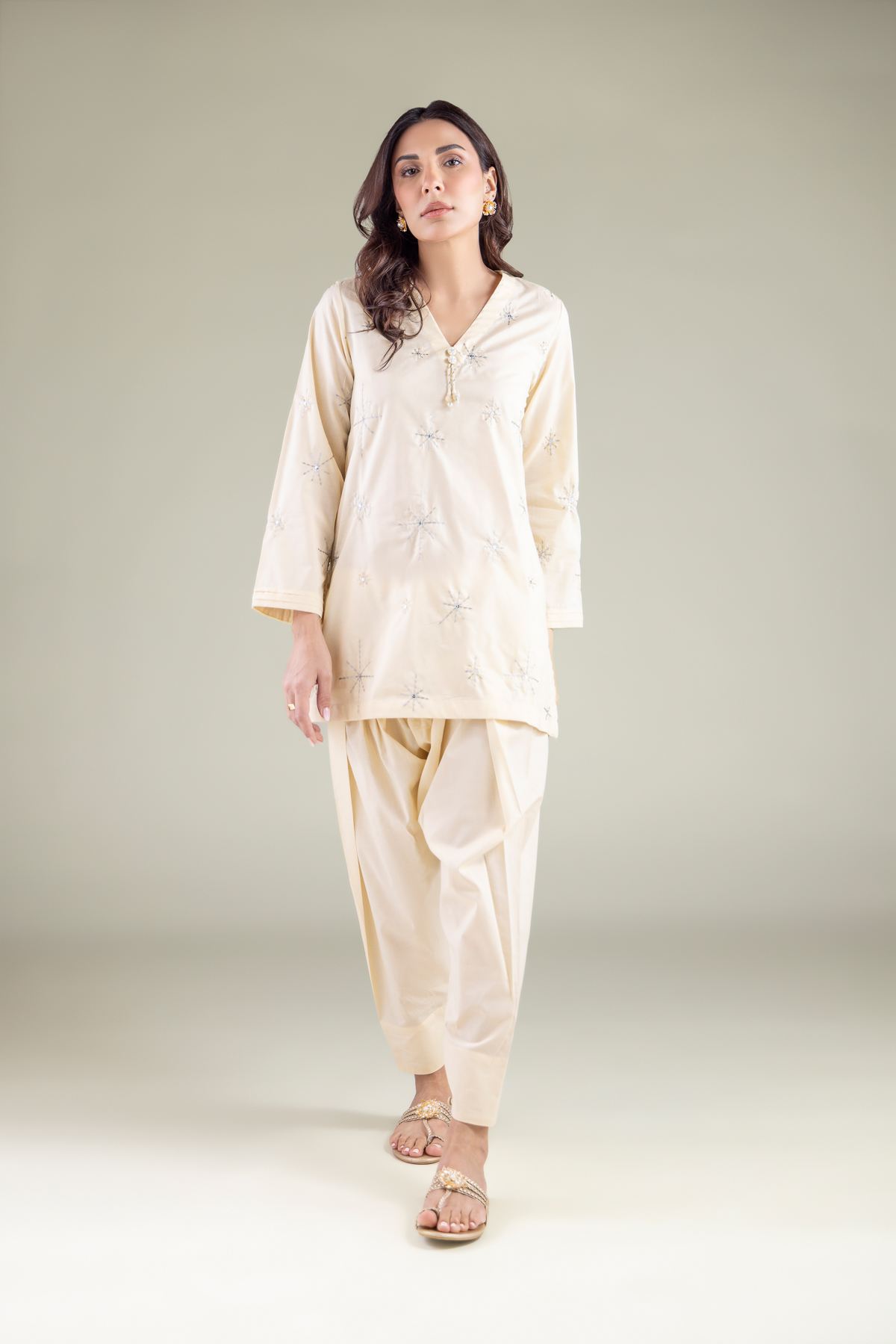 Embroidered Cambric Kurta - 1-26-127-A-E-VG