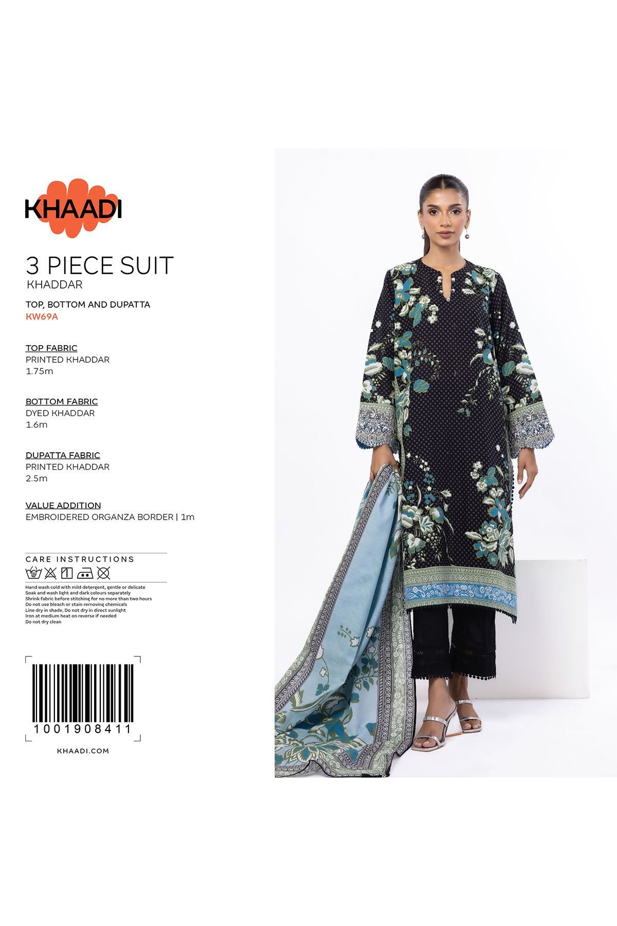 Embroidered Khaddar Fabrics 3 Piece - LKN66A-VG
