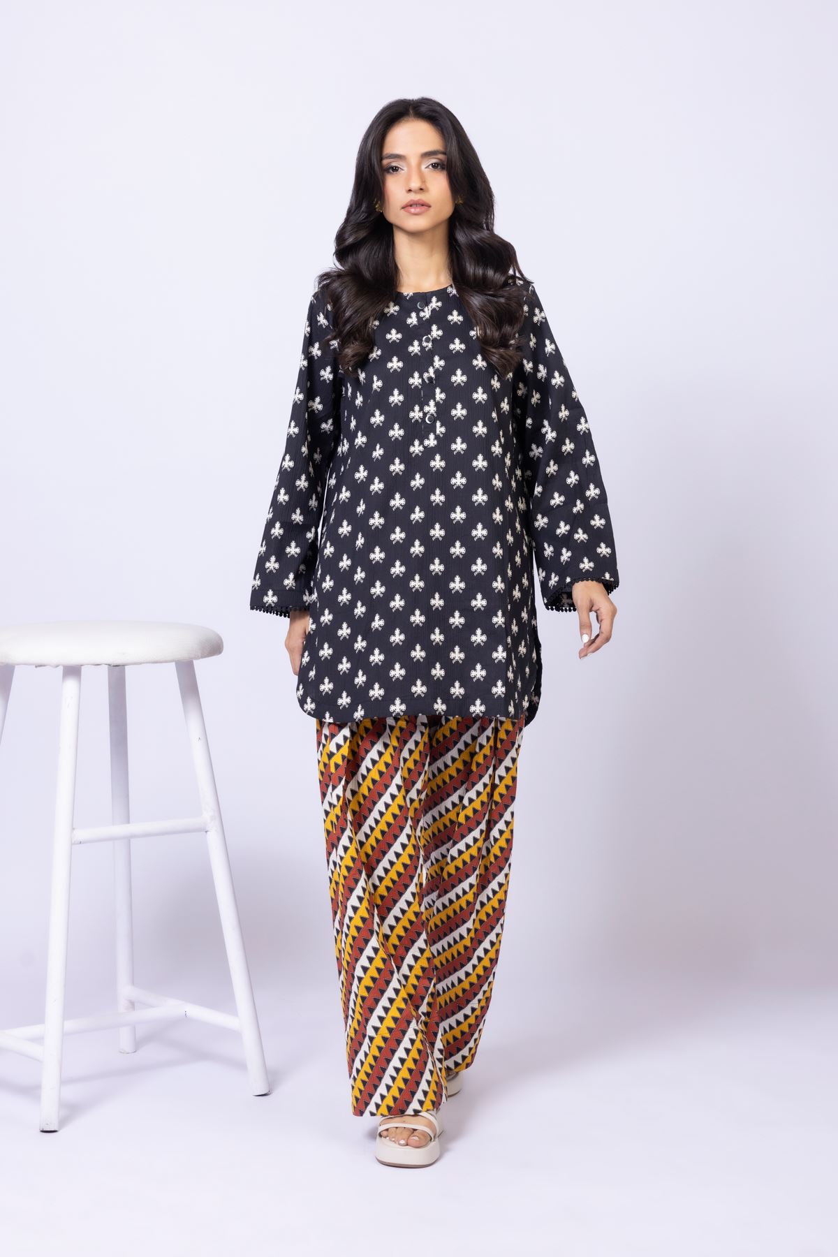 Printed Cotton Crinkle Kurta - 25-10-11E4-04TB-VG