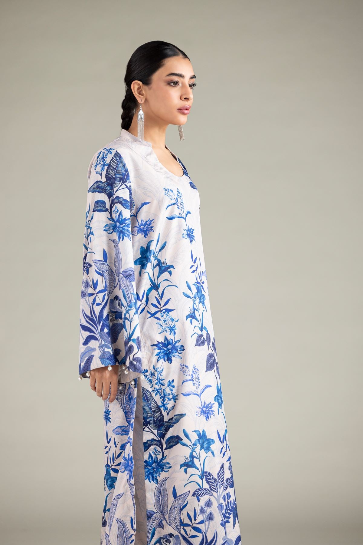 Printed Polyester Silk Kurta - 1-26-105-A-E-VG