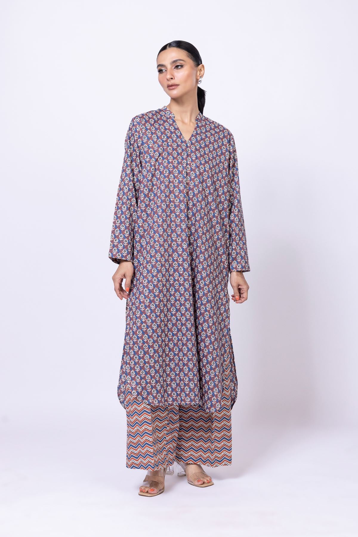 Printed Cambric Kurta - 25-07-7E7-09TA-VG