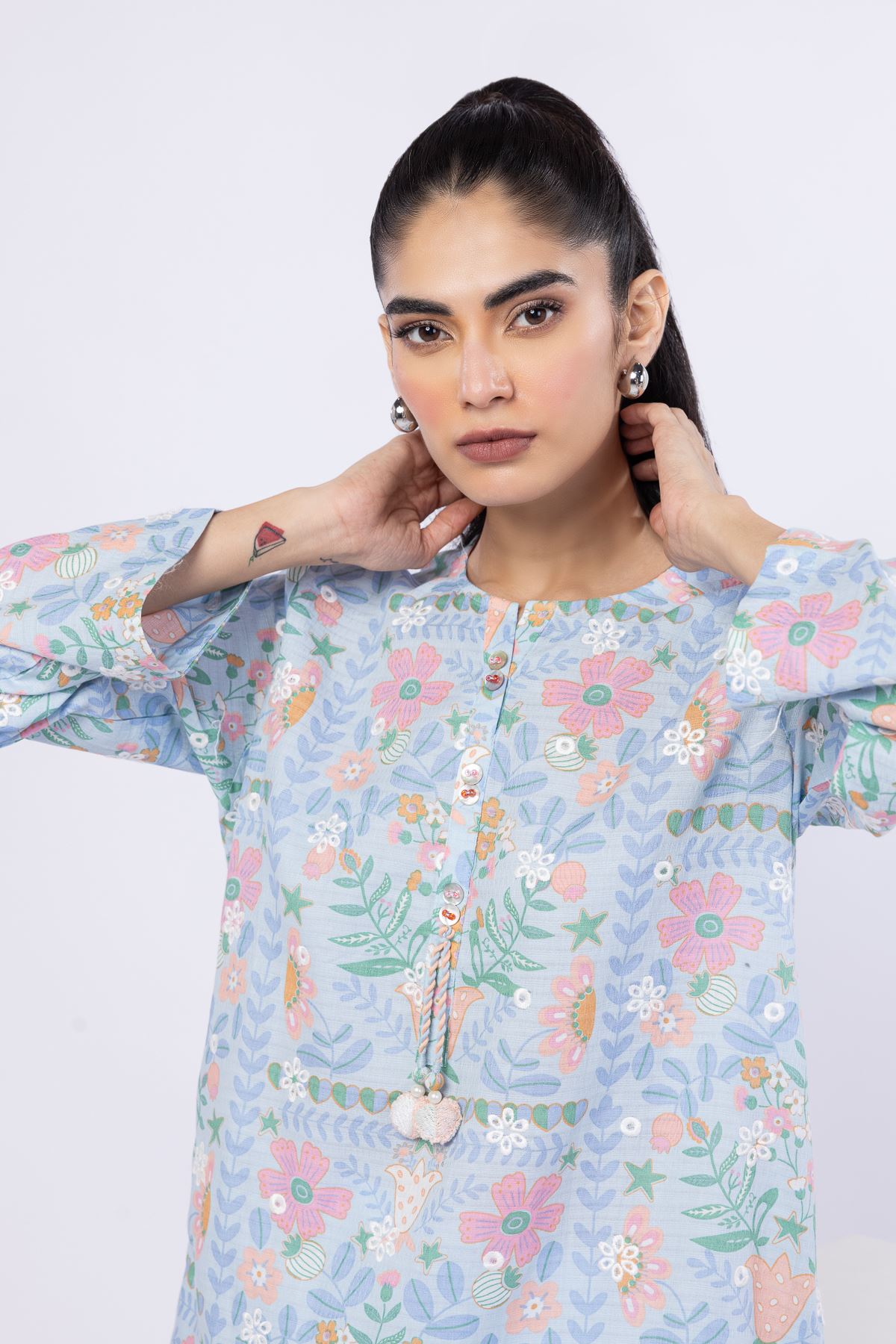 Embroidered Cotton Dobby Kurta - 25-07-7E5-08TA-VG