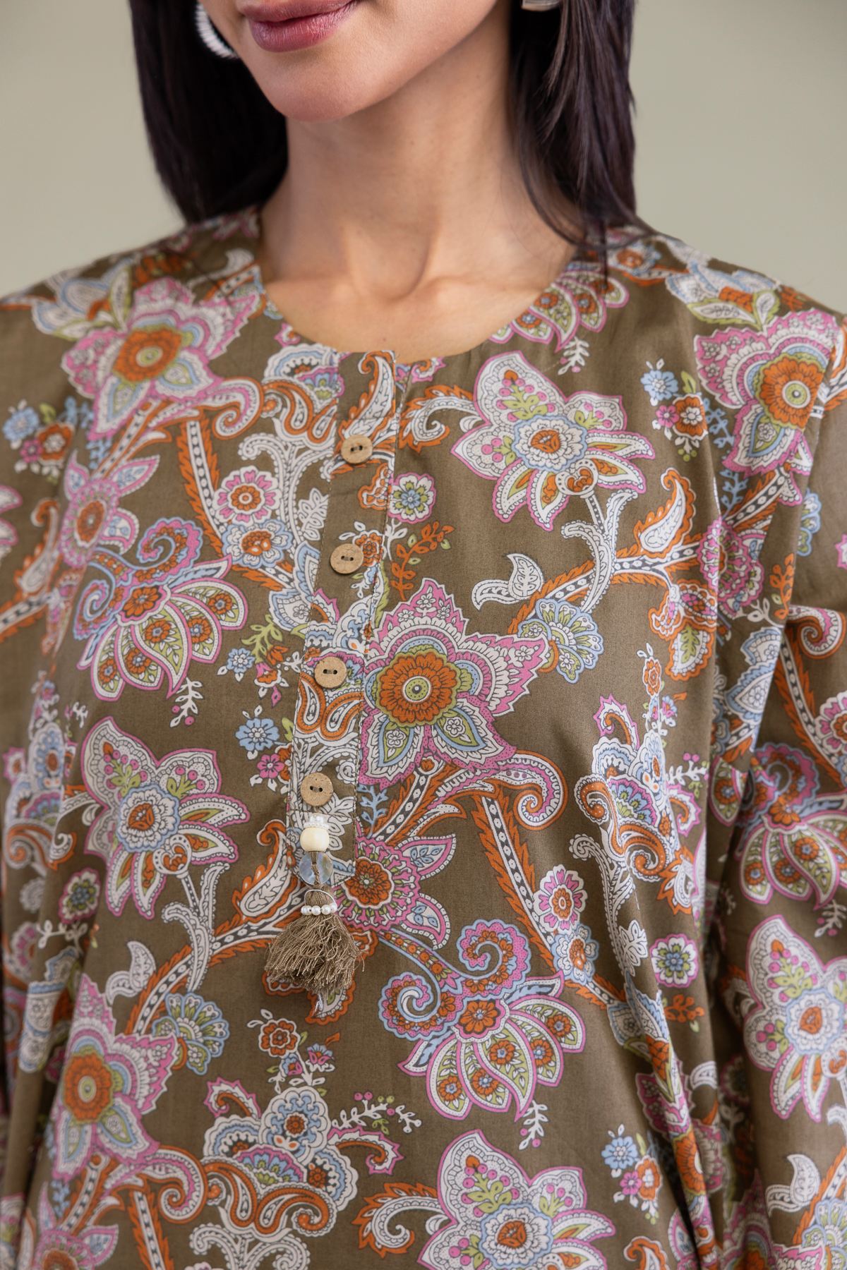 Printed Cambric Brown Cambric Kurta - 25-10-12E1-06BA-VG