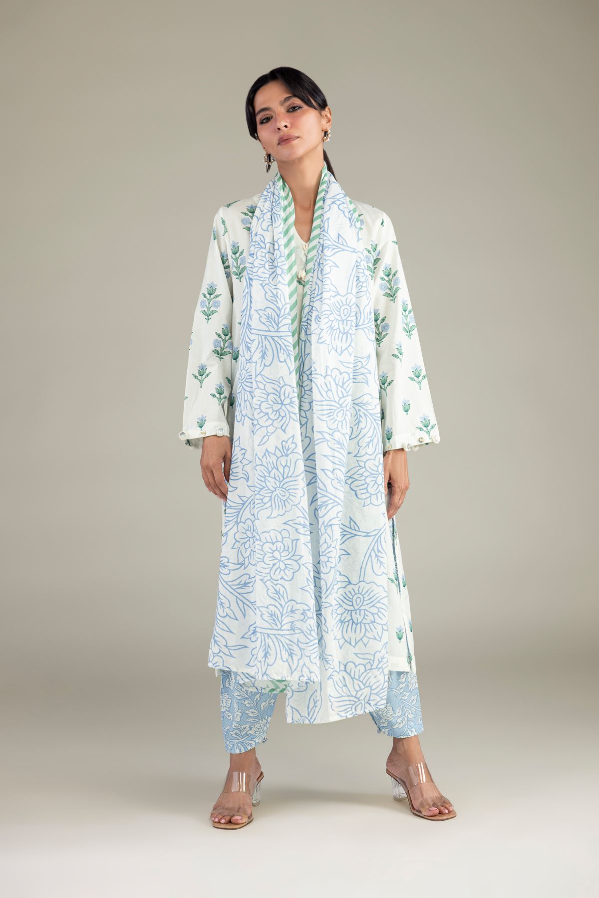 Lawn Floral Lawn Dupatta - 2-26-303-B-F1-VG