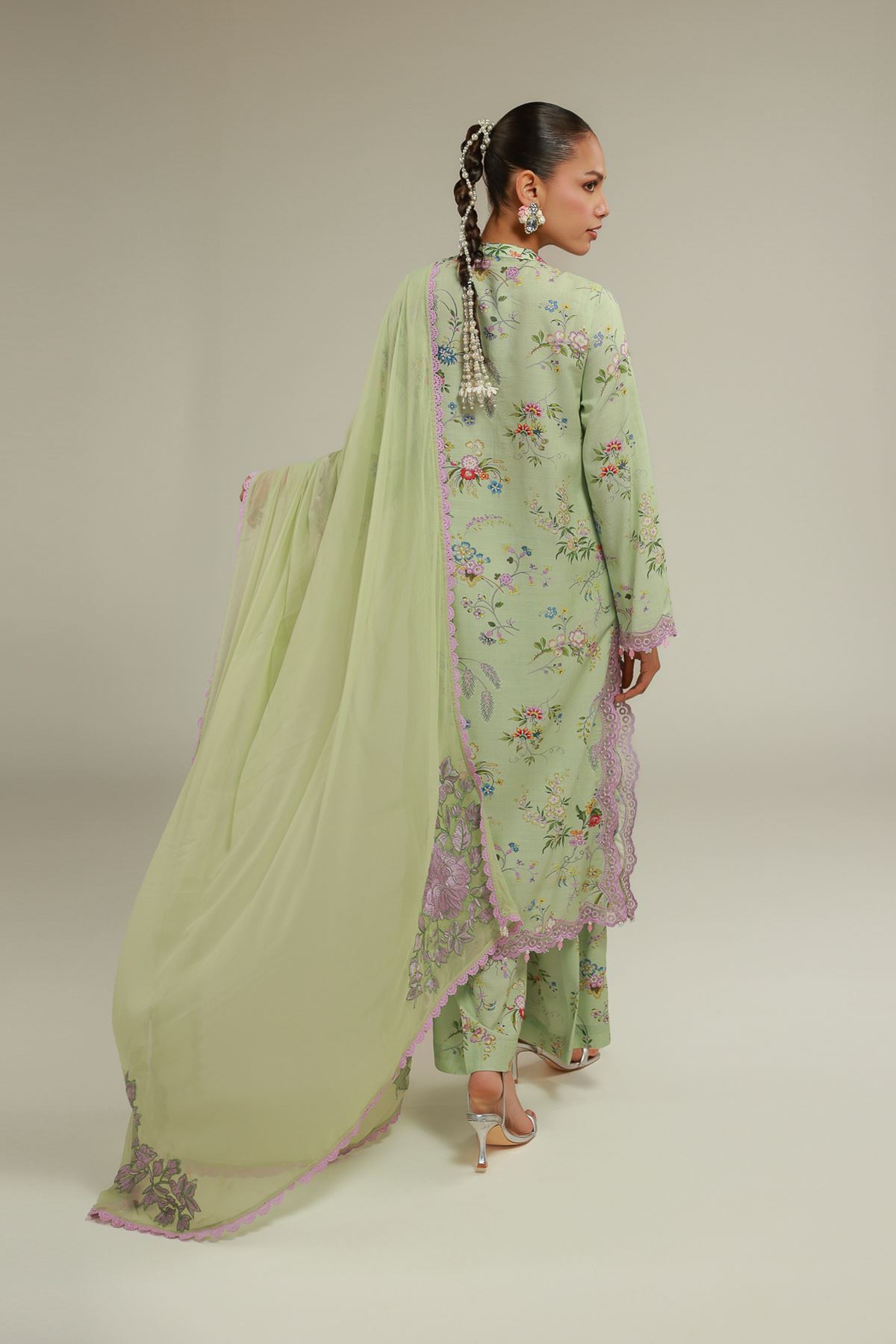 Embroidered Chiffon Summer Floral Dupatta - 2-26-101-A-A-VG