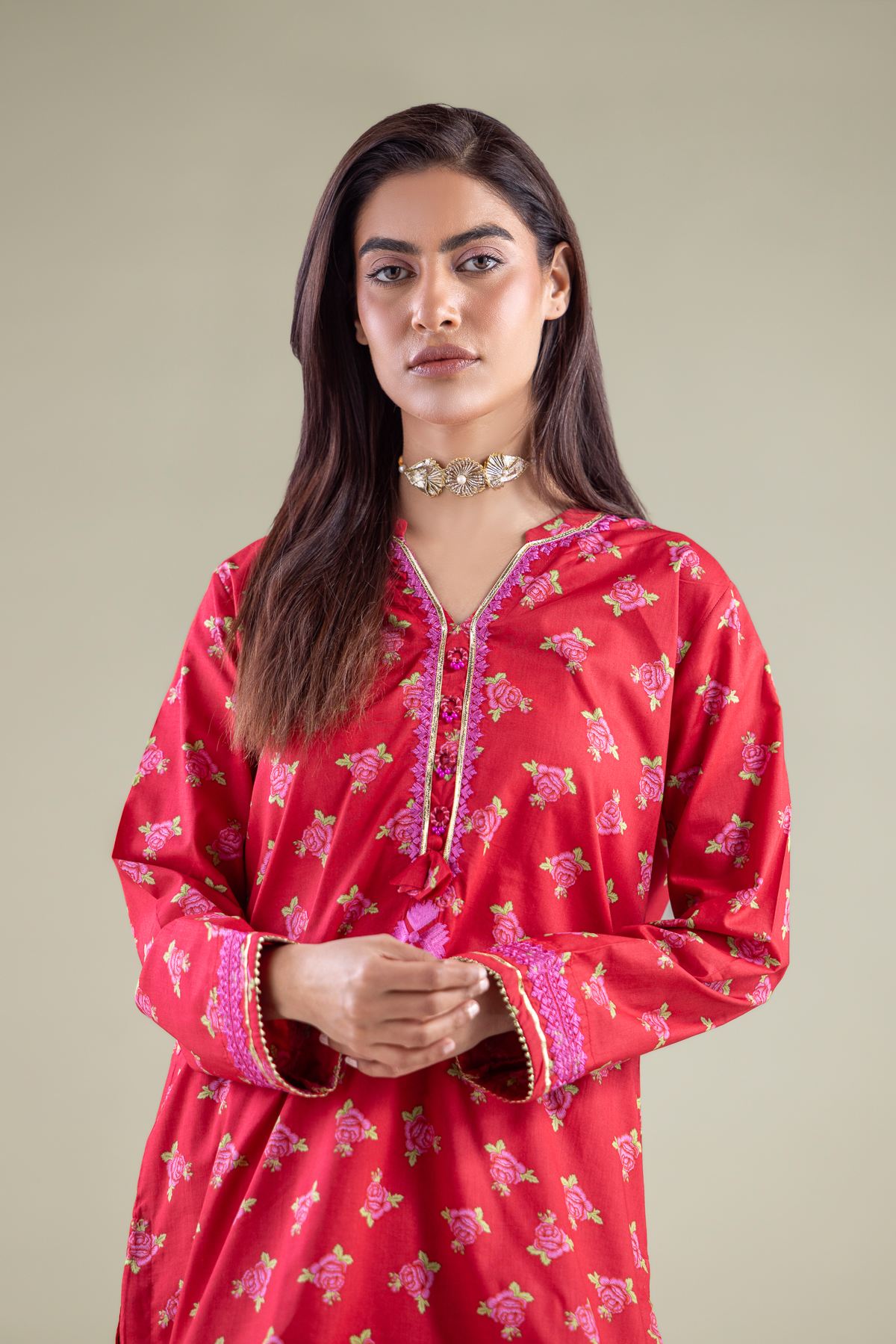 Embroidered Cambric Kurta - 1-26-133-A-D-VG