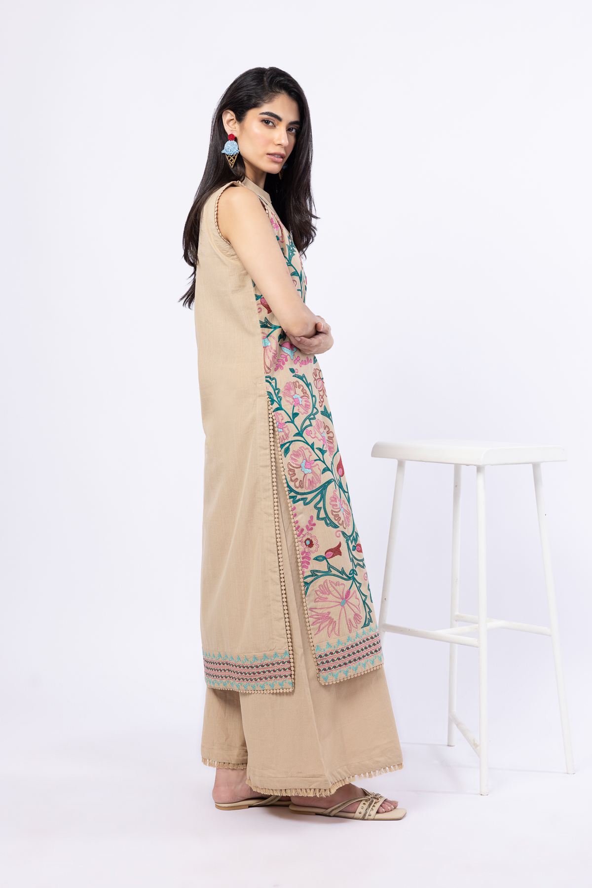 Embroidered Handwoven Cotton Kurta - 25-09-11E3-07TA-VG