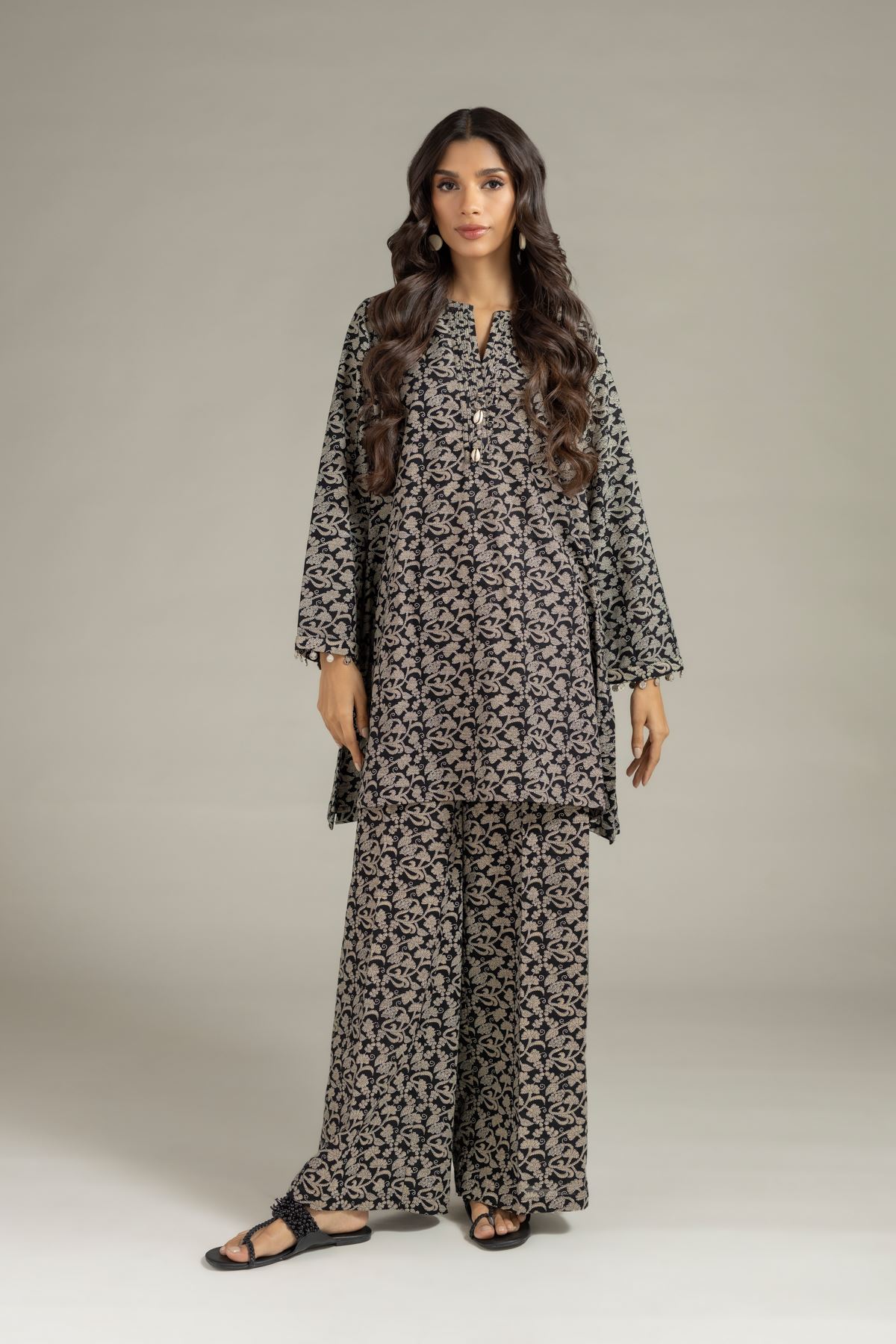Printed Textured Cotton Pants - 25-04E48-07TA-VG
